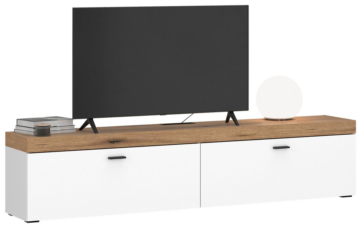 TV-Element Kiro Weiß/Eichefarben - MODERN, Holzwerkstoff/Metall (180/40/35cm) - Mömax