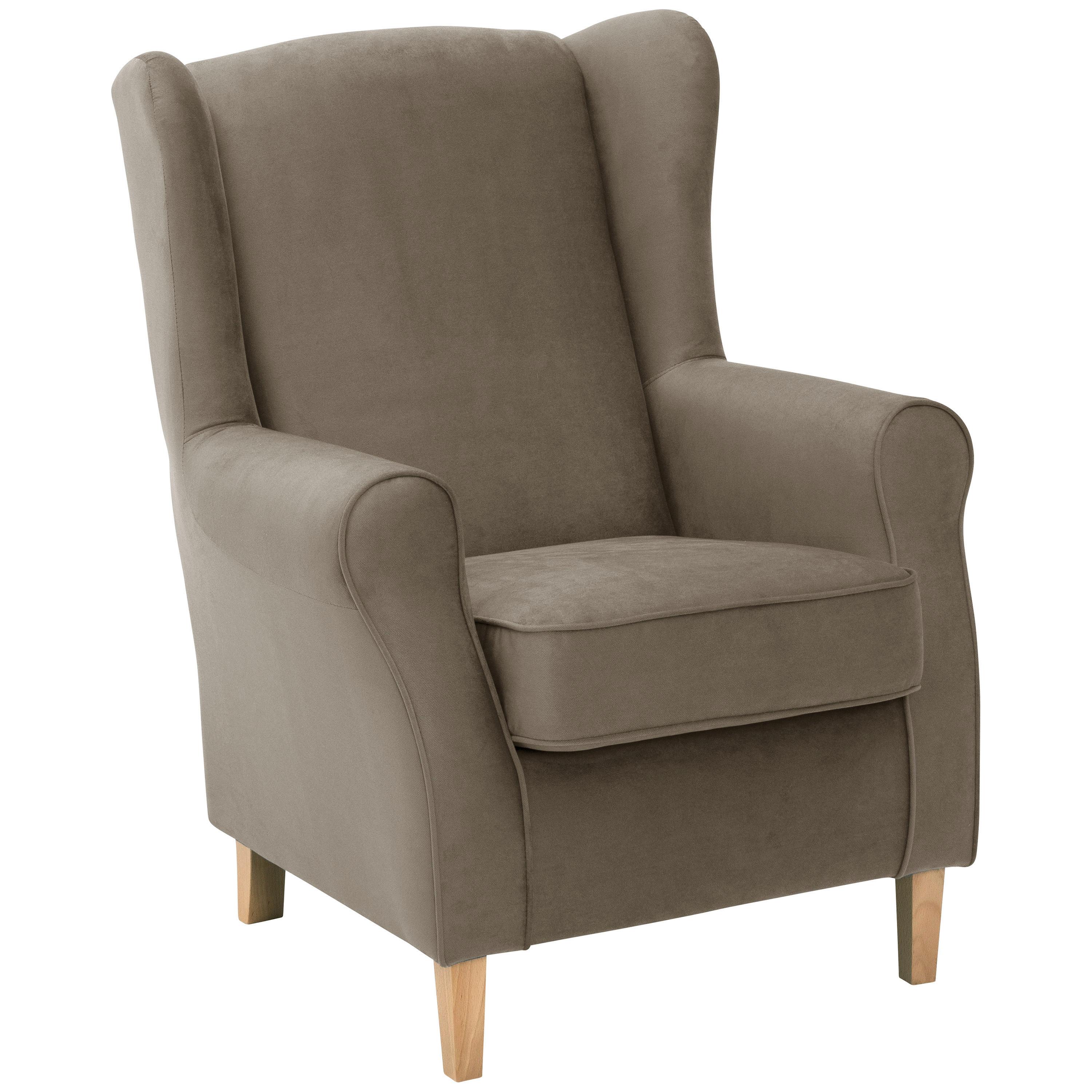 Ohrensessel ''Lorris'', Hellbraun - Hellbraun/Eichefarben, KONVENTIONELL, Holz/Textil (77/103/86cm) - Max Winzer