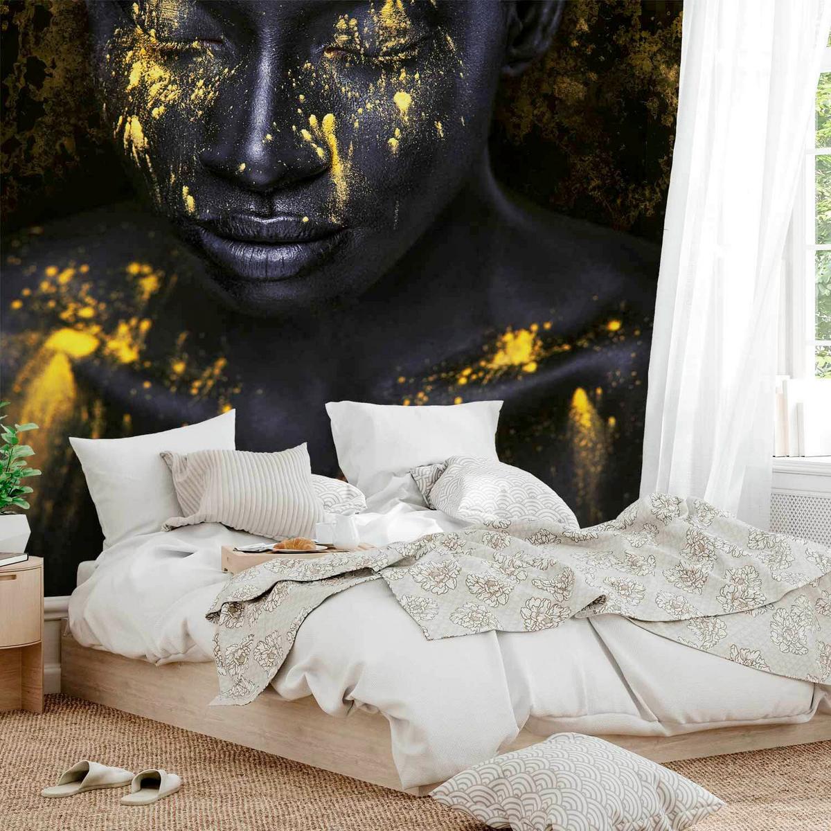 Fototapeta Bathed In Gold, 300x210cm - rumena/črna, Basics, tekstil (300/210cm) - artgeist