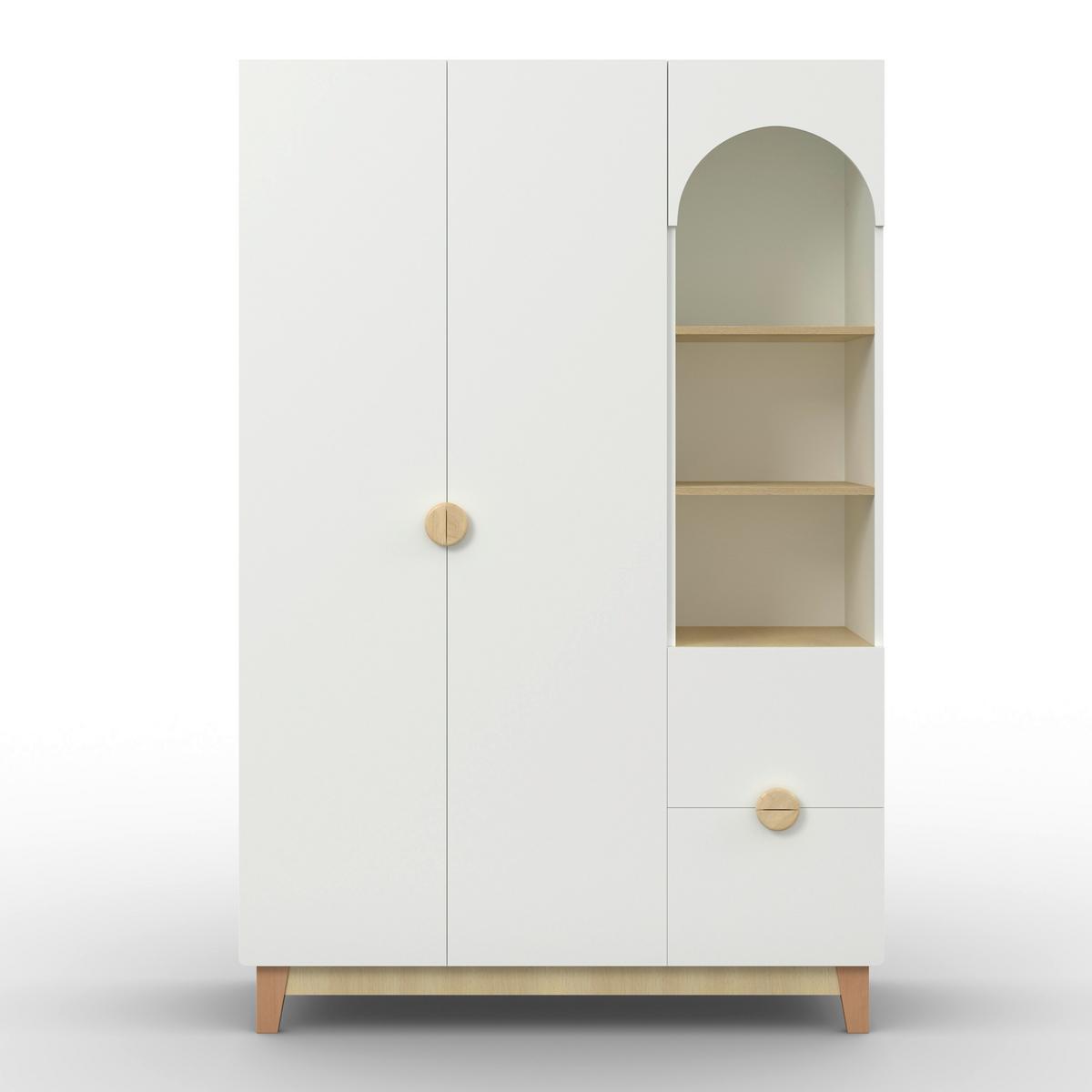 Kinderkleiderschrank Enny Weiß/Buchefarben ca.120x182x54 - Buchefarben/Weiß, MODERN, Holz/Holzwerkstoff (120/182/54cm) - Bessagi Kids