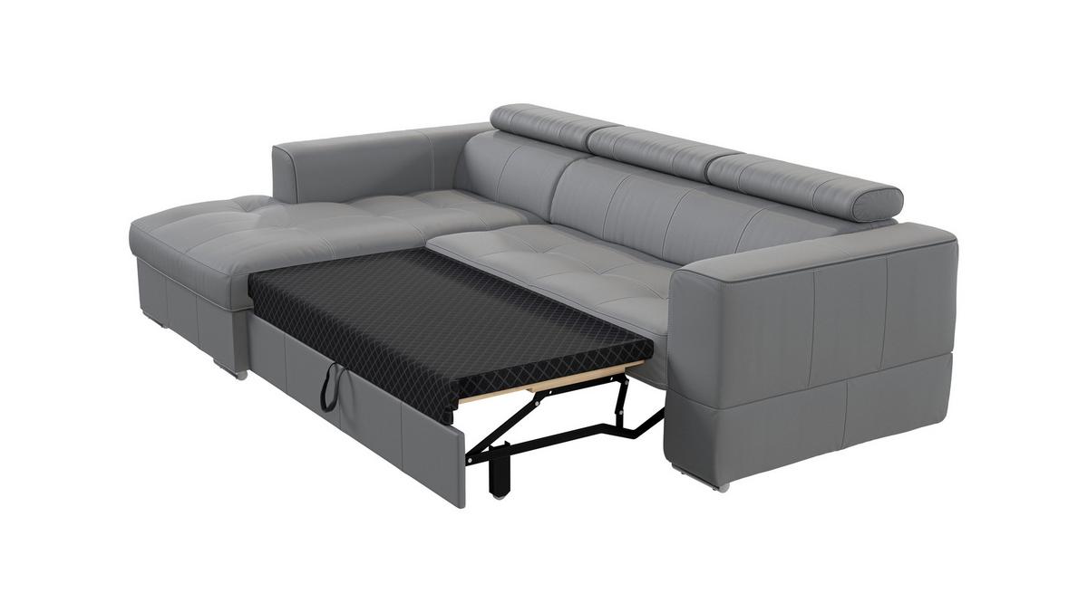 Sarokkanapé Ágyfunkcióval Go - szürke, Konventionell, bőr/faalapú anyag (174/274cm)