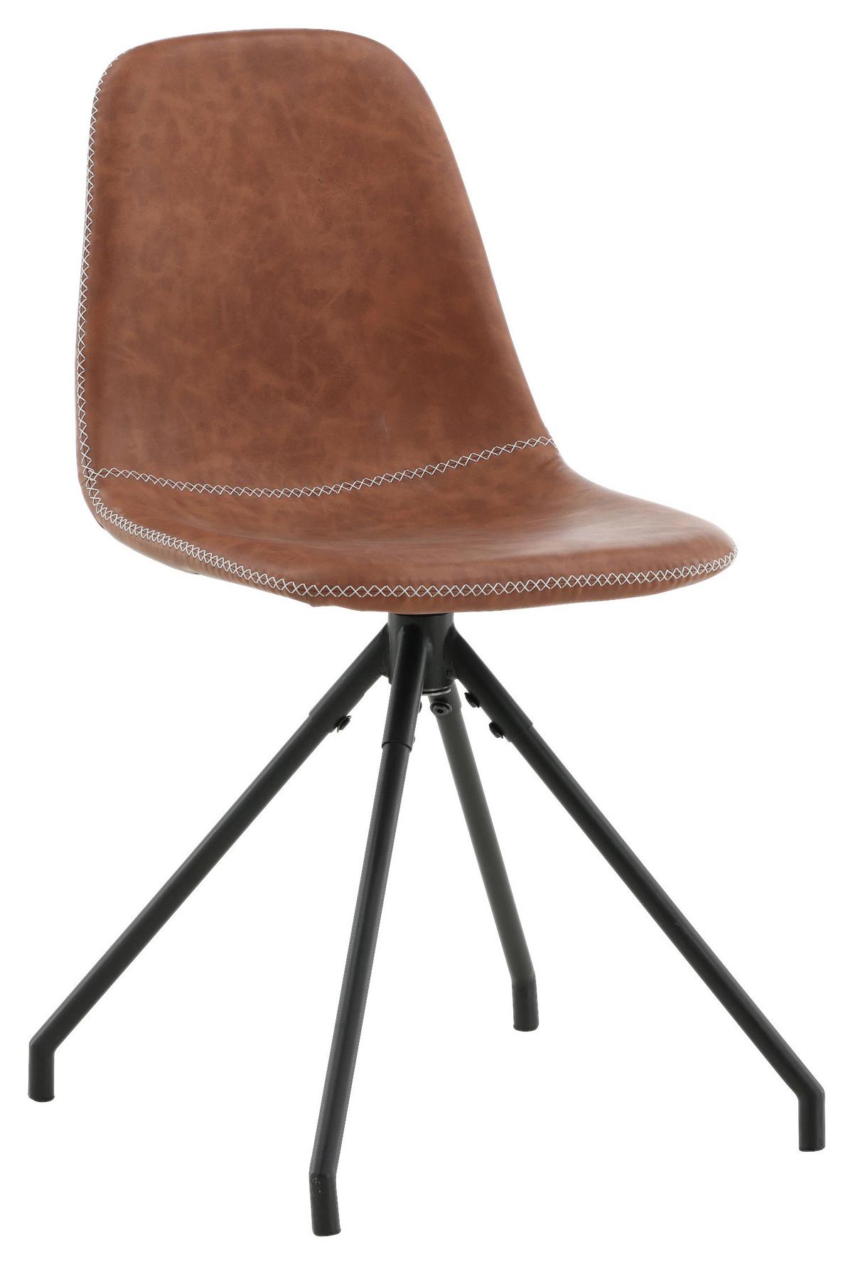 STUHL-SET POLAR - Cognac/Schwarz, Design, Textil/Metall (44/88/54cm) - Livetastic