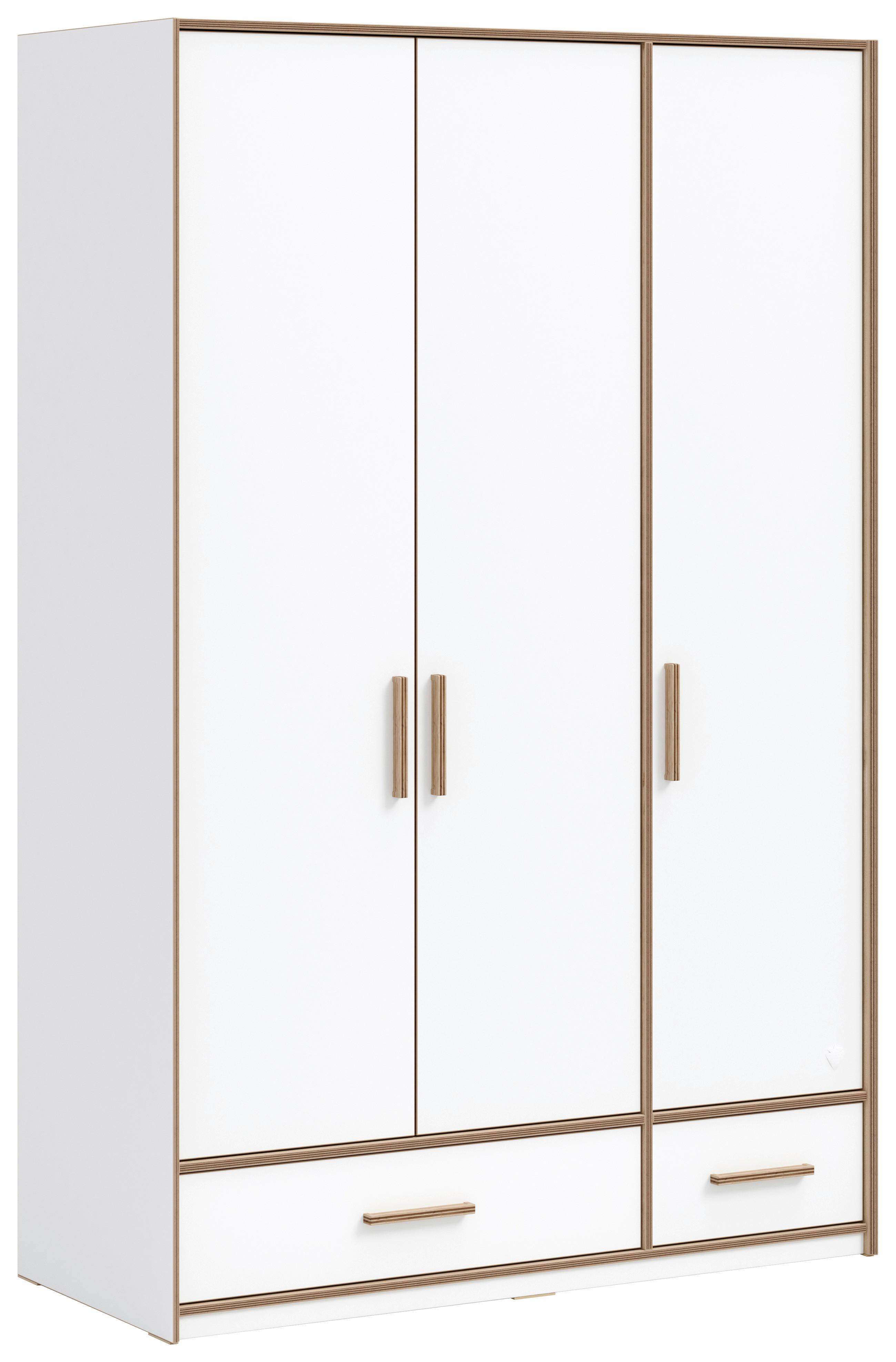 Ruhásszekrény Modera - natúr színű/fehér, Modern, műanyag/faalapú anyag (138/214/61cm)