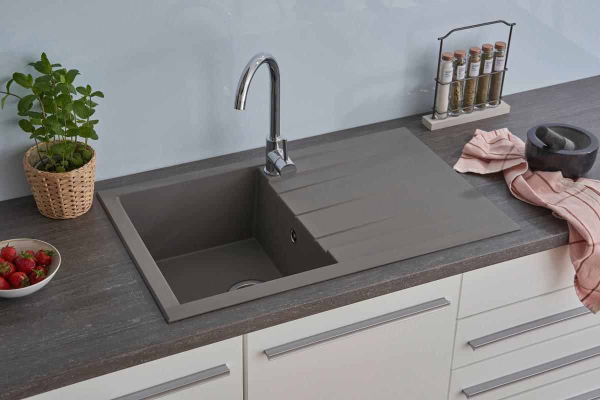 Einbauspüle Houston ca. 80x21x50 cm Grau - Grau, Trend, Glas/Kunststoff (80/21/50cm) - Respekta