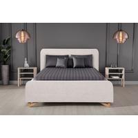 Oblazinjena Postelja Flamingo, Biserna Barva, 180x200cm - svetlo rjava/črna, Moderno, kovina/umetna masa (180/200cm) - MID.YOU