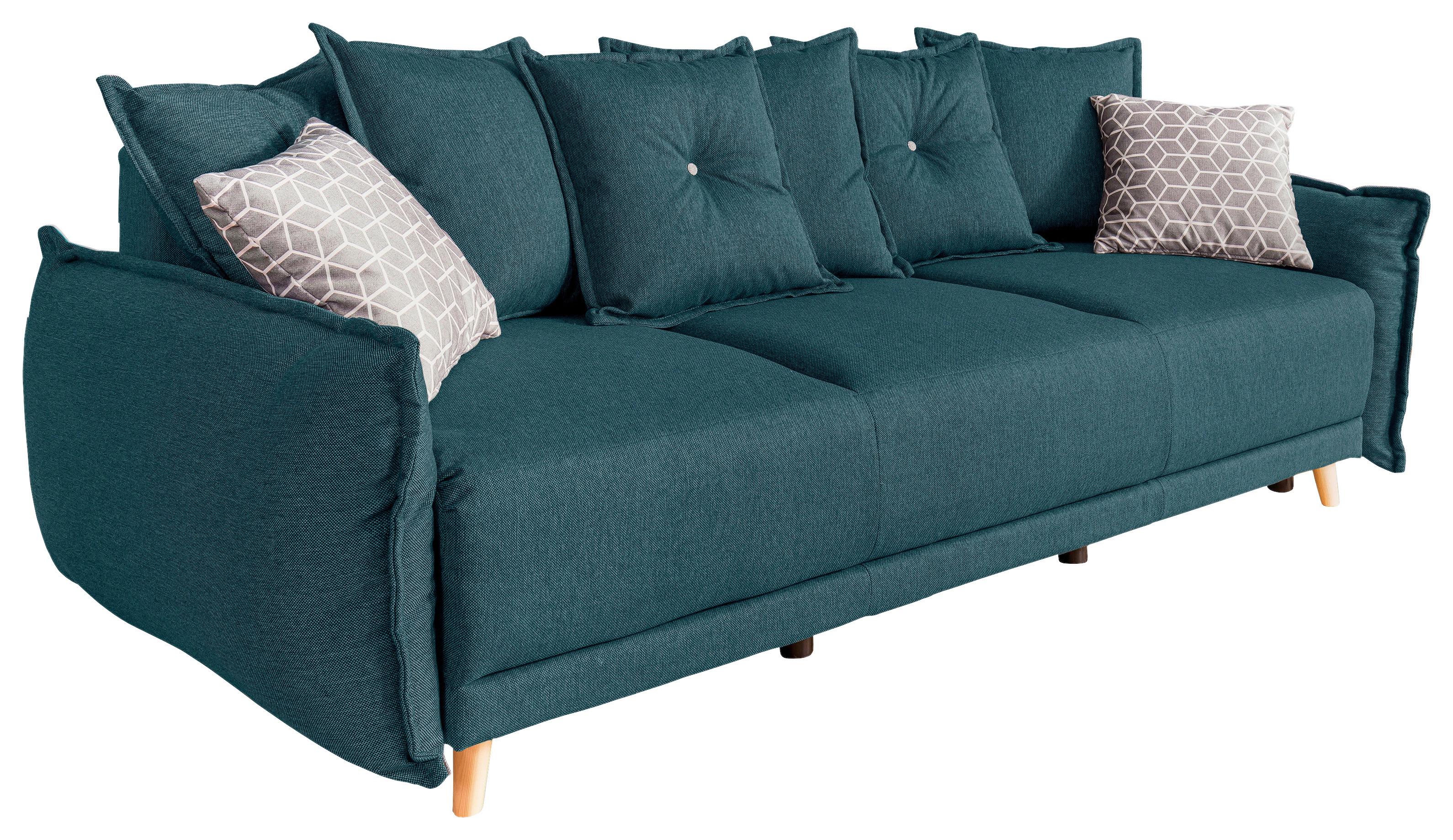 SOFA Z FUNKCJĄ SPANIA LAZY LUKKA PETROL - beżowy/petrol, Basics, tkanina/drewno (230/80/100cm) - MID.YOU