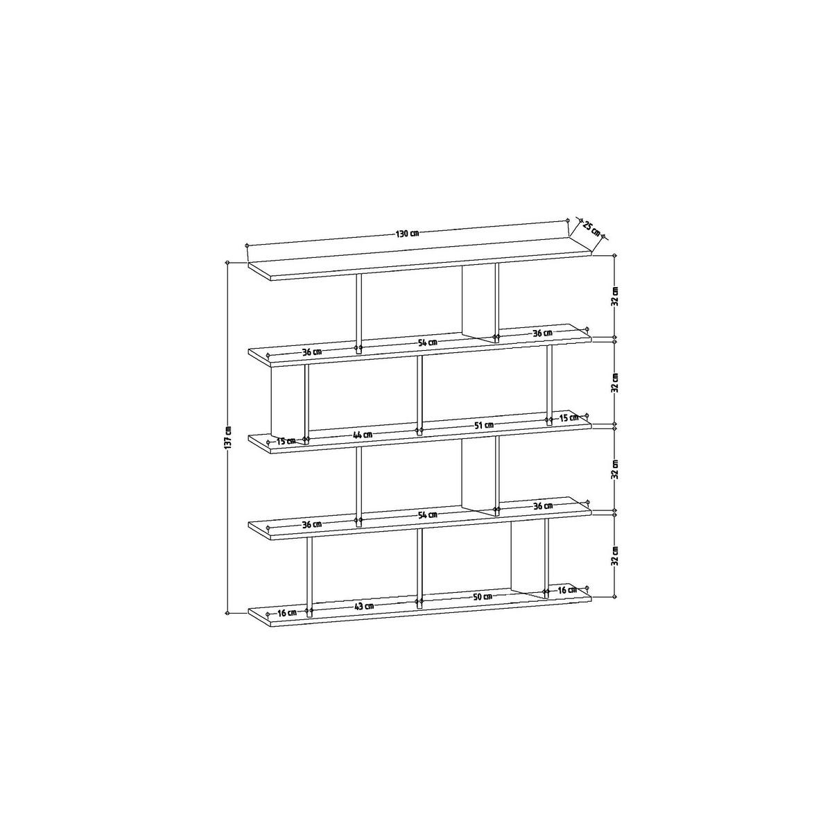 Standregal Jorin ca. 130x137 cm Weiß/Eiche - Weiß, Design, Holzwerkstoff (130/137/25cm) - Livetastic