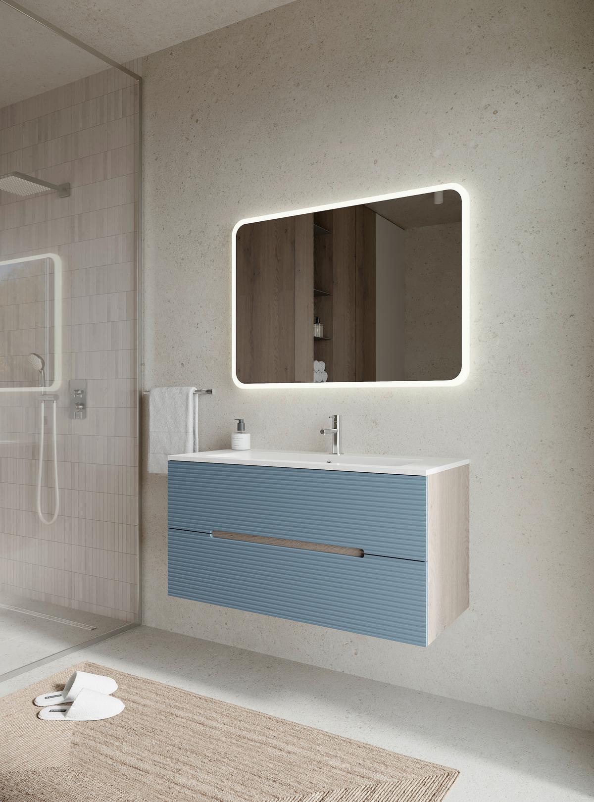 MASCĂ PENTRU LAVOAR IRIS - albastru/antracit, Modern, material pe bază de lemn (100/51/46cm)