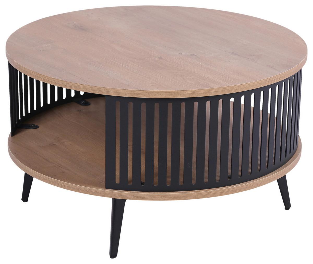 Klubska Miza Santiago, Barva Hrasta - črna/barve hrasta, Moderno, kovina/leseni material (75/44/75cm)