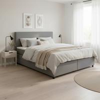 Postelja Boxspring Melia, Siva, 180x200 - siva/črna, Moderno, tekstil/leseni material (180/200cm) - Bessagi Home