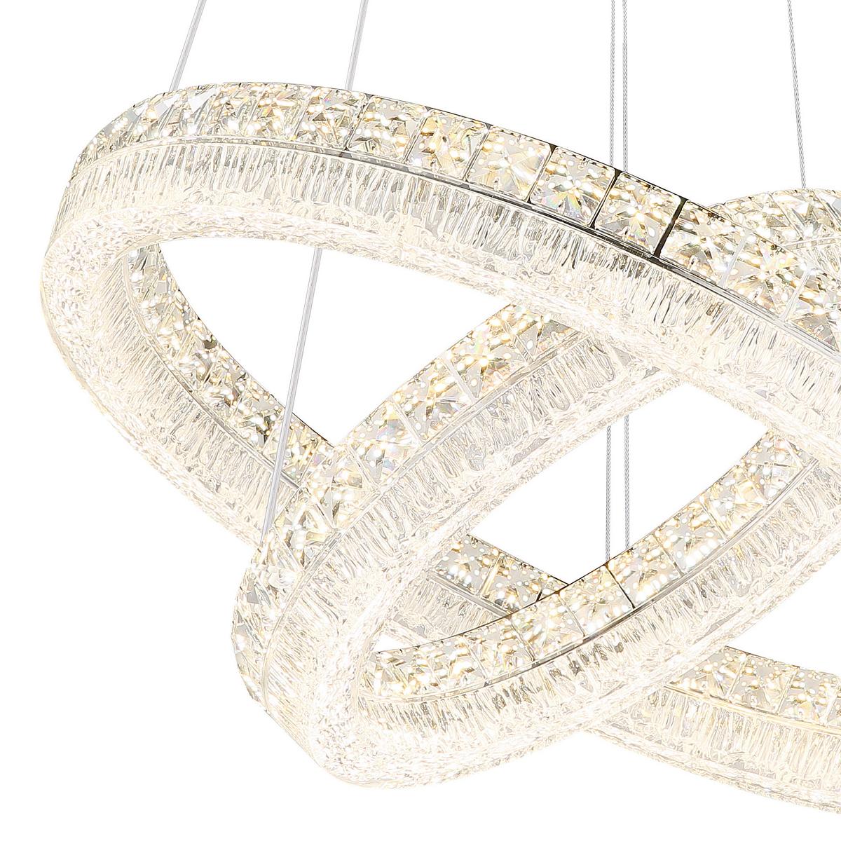 Led Viseća Svjetiljka Laurel - prozirno/boje kroma, Design, staklo/metal (60/120cm) - Globo