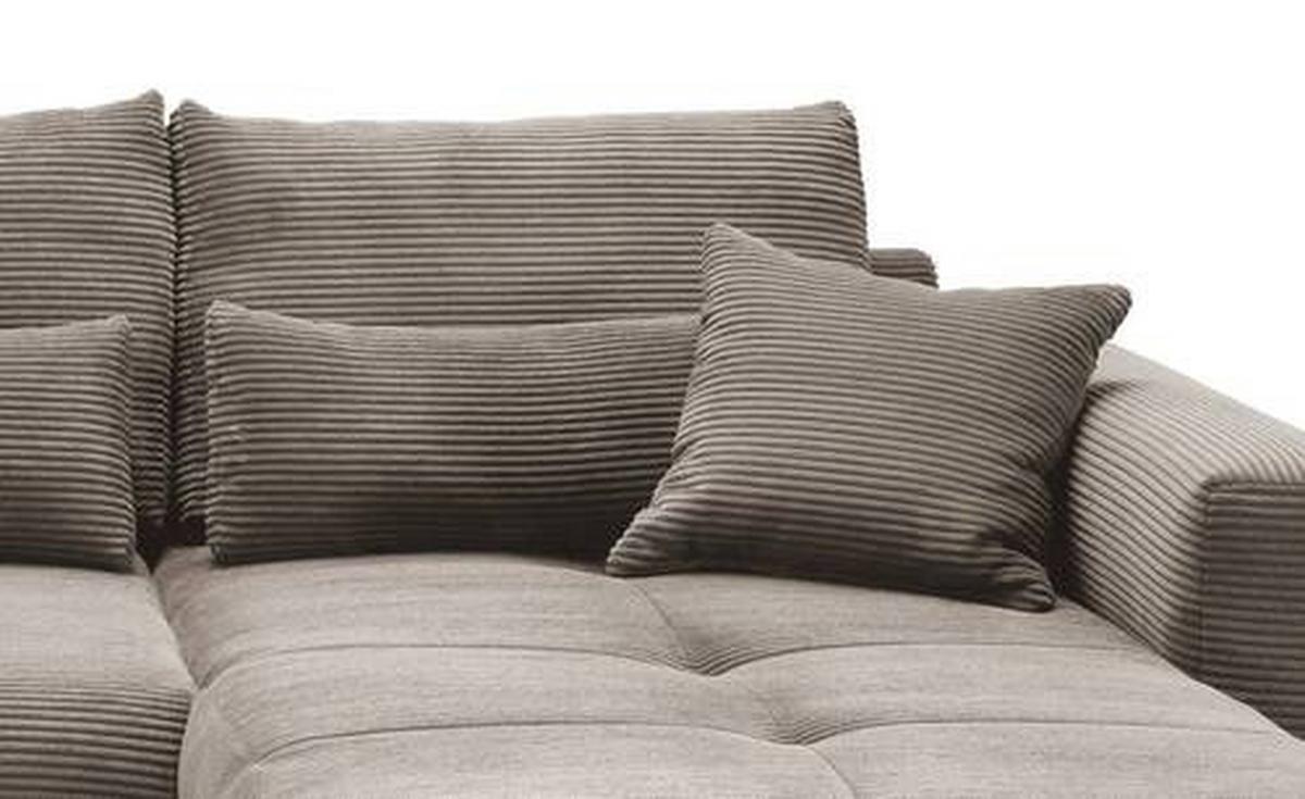 Wohnlandschaft Frederico Graubraun Cord - Graubraun/Schwarz, MODERN, Holz/Textil (302/188cm) - MID.YOU