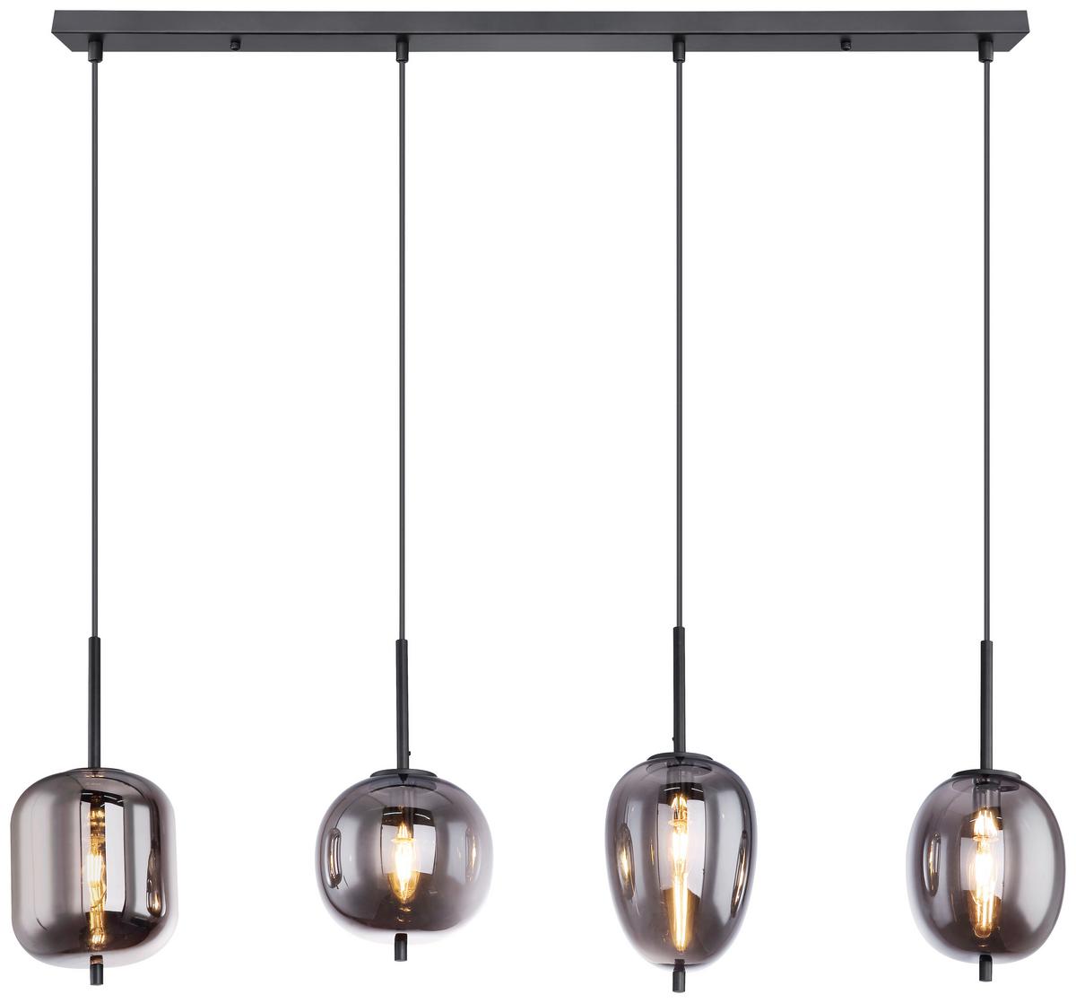 Hängeleuchte Blacky in Grau/Schwarz max. 40 Watt - Schwarz/Grau, MODERN, Glas/Metall (100/18,5/120cm)