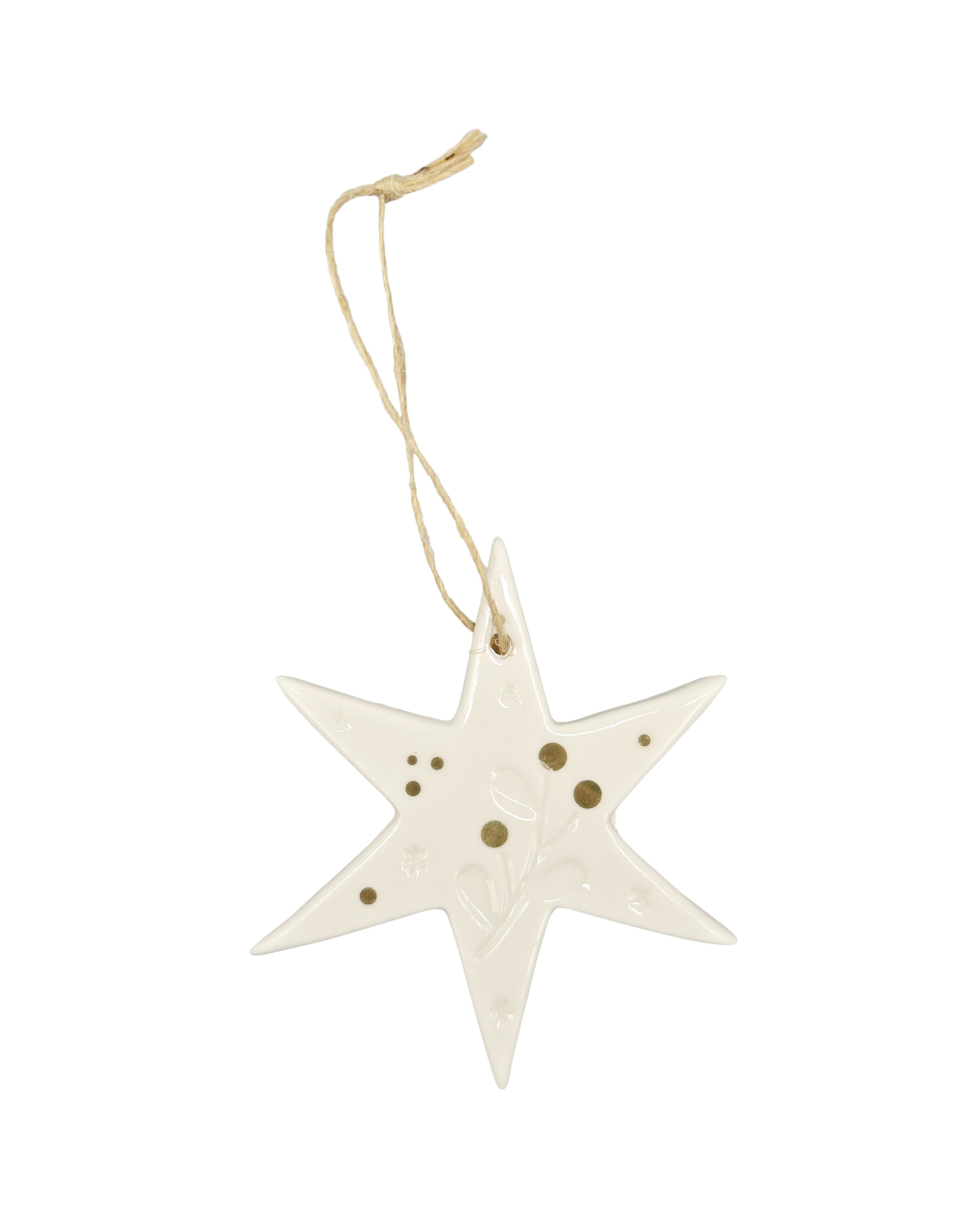 Dekohänger Kessie Weiß/Goldfarben - Goldfarben/Weiß, KONVENTIONELL, Keramik/Textil (7,7/8,5/0,5cm) - Mömax