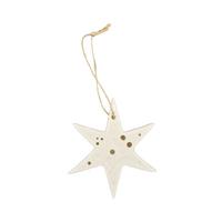 Dekohänger Kessie Weiß/Goldfarben - Goldfarben/Weiß, KONVENTIONELL, Keramik/Textil (7,7/8,5/0,5cm) - Mömax