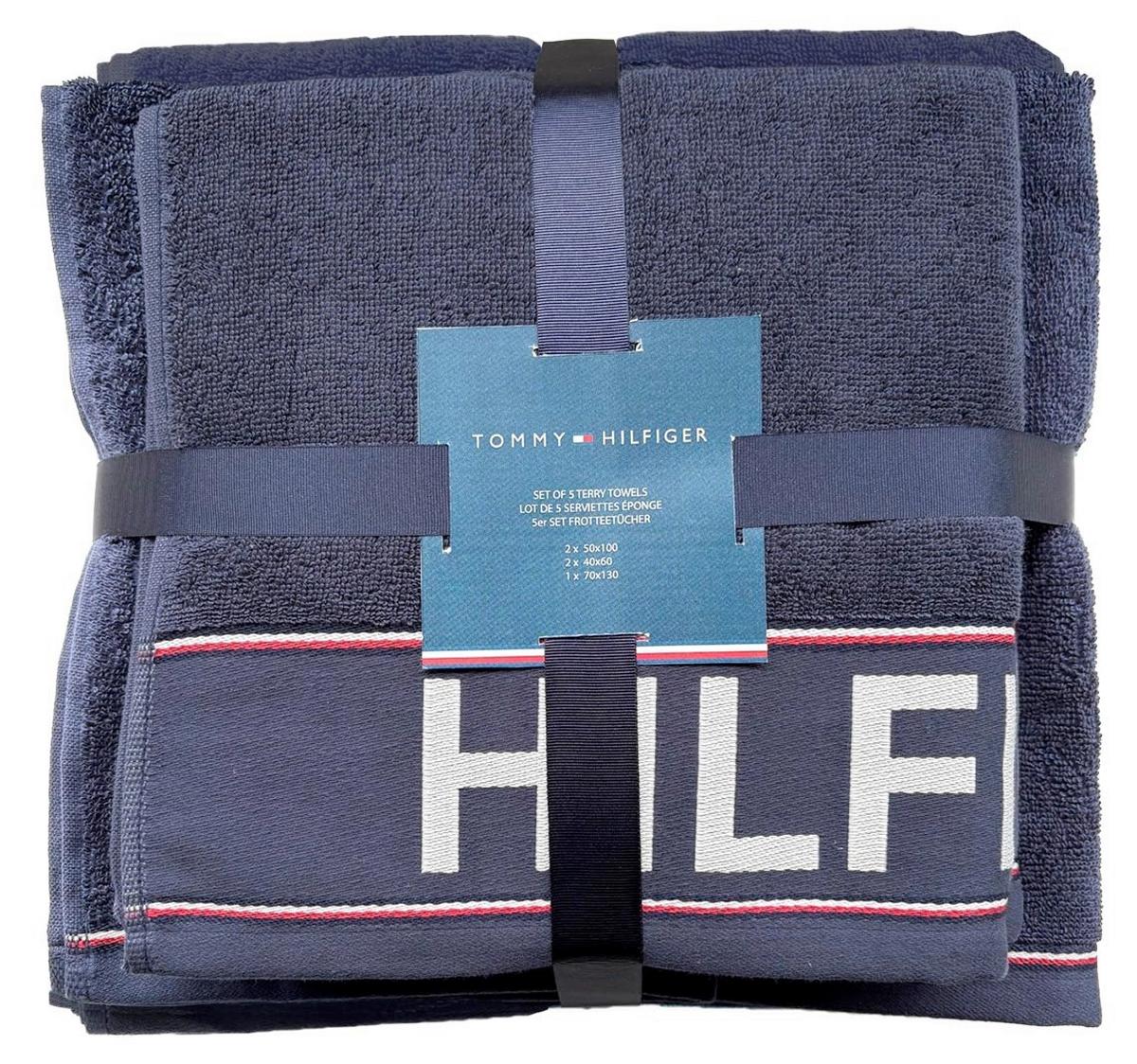 ZESTAW RĘCZNIKÓW FROTTE DEGREE NAVY - niebieski, Basics, tkanina - Tommy Hilfiger