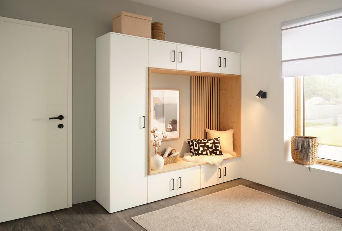 Schrank Multistauraum Weiß - Schwarz/Weiß, MODERN, Holzwerkstoff/Kunststoff (45/195/40cm) - Mömax