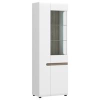 VITRINĂ LINATE - culoare lemn stejar pufos/alb lucios intens, Modern, sticlă/material pe bază de lemn (63,9/194,5/41,9cm) - Modern Living
