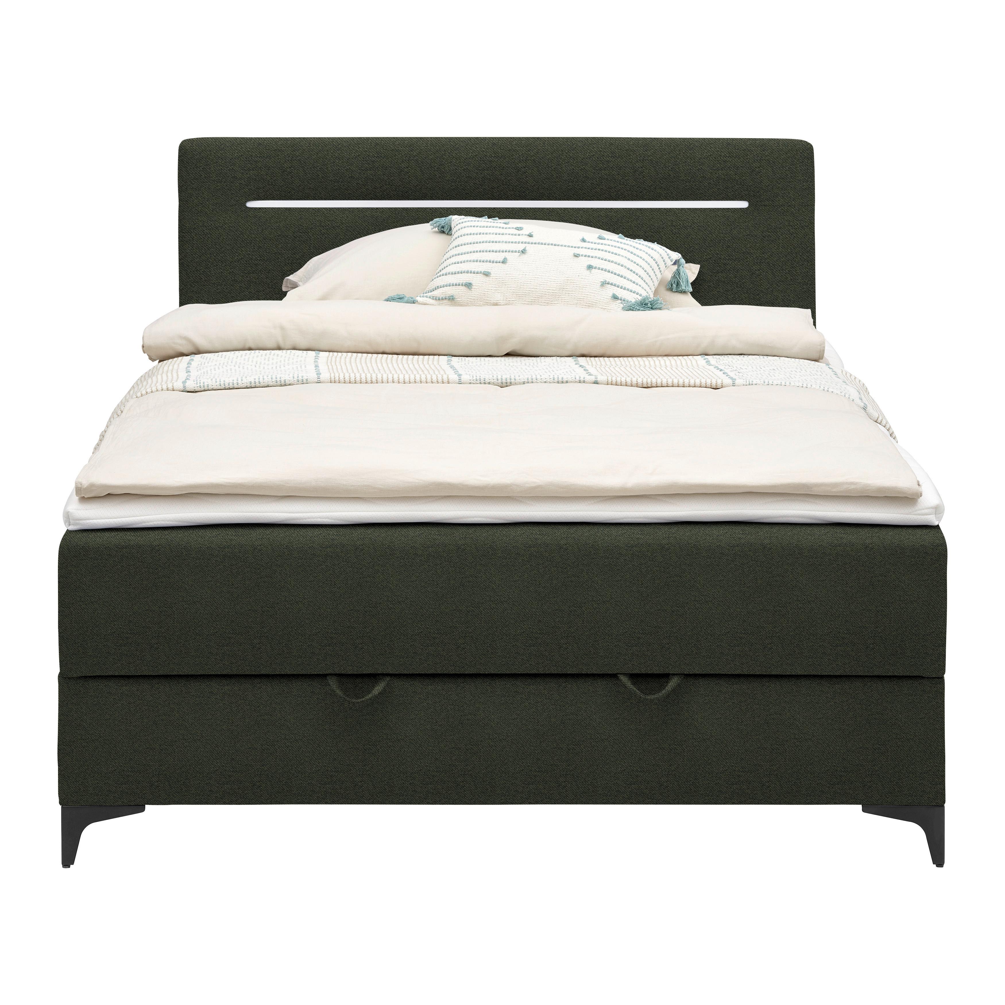 Box Krevet Jerry - maslinasto zelena/crna, Konvencionalno, tekstil (120/200cm) - Modern Living