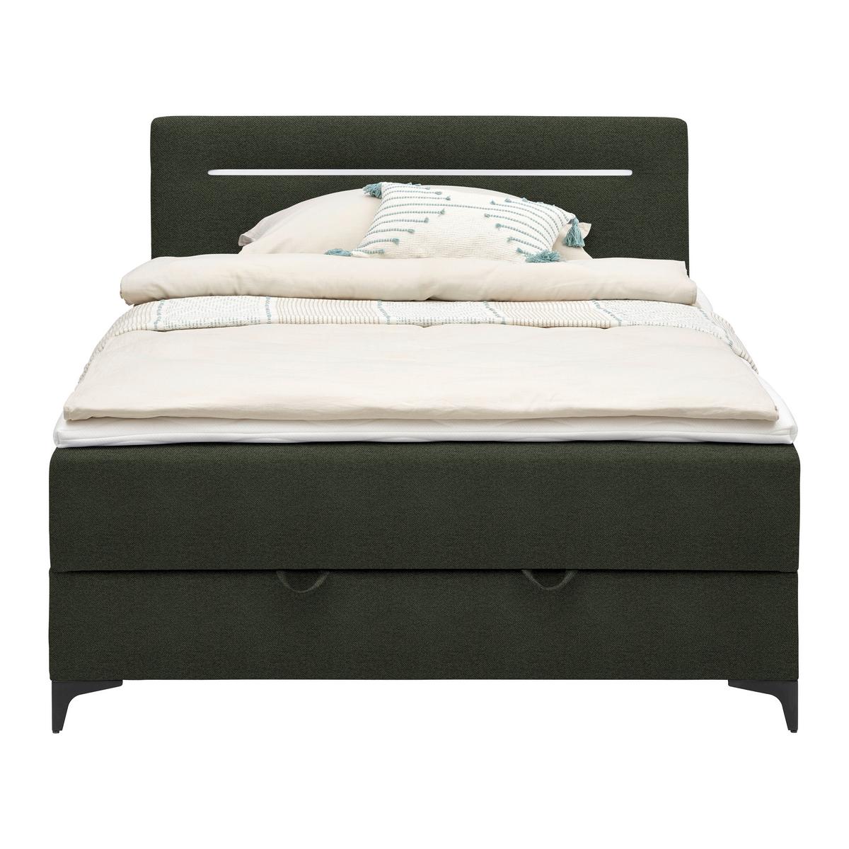 Box Krevet Jerry - maslinasto zelena/crna, Konvencionalno, tekstil (120/200cm) - Modern Living