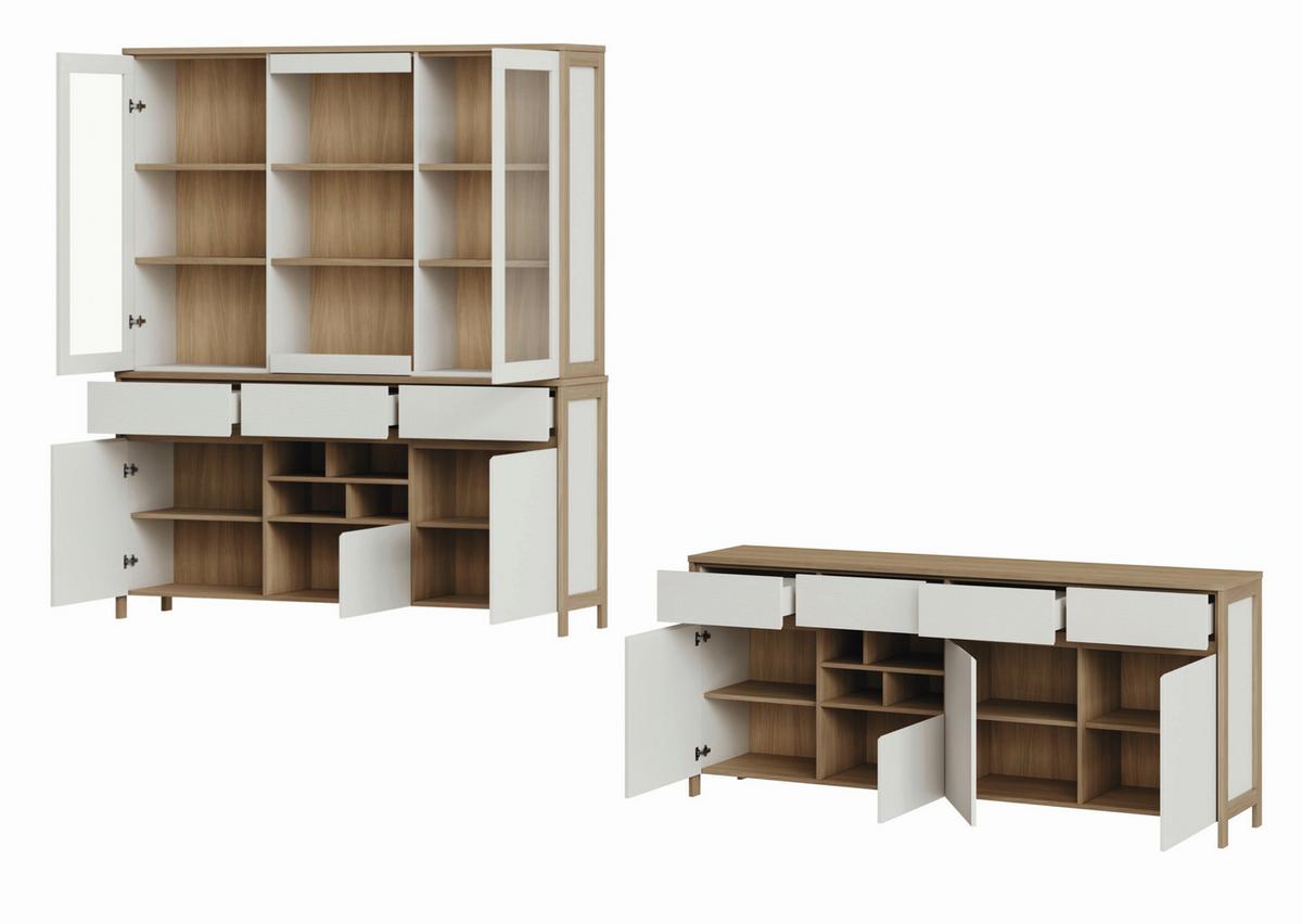 WOHNWAND STRANDA - Eichefarben/Weiß, Design, Holzwerkstoff - MID.YOU