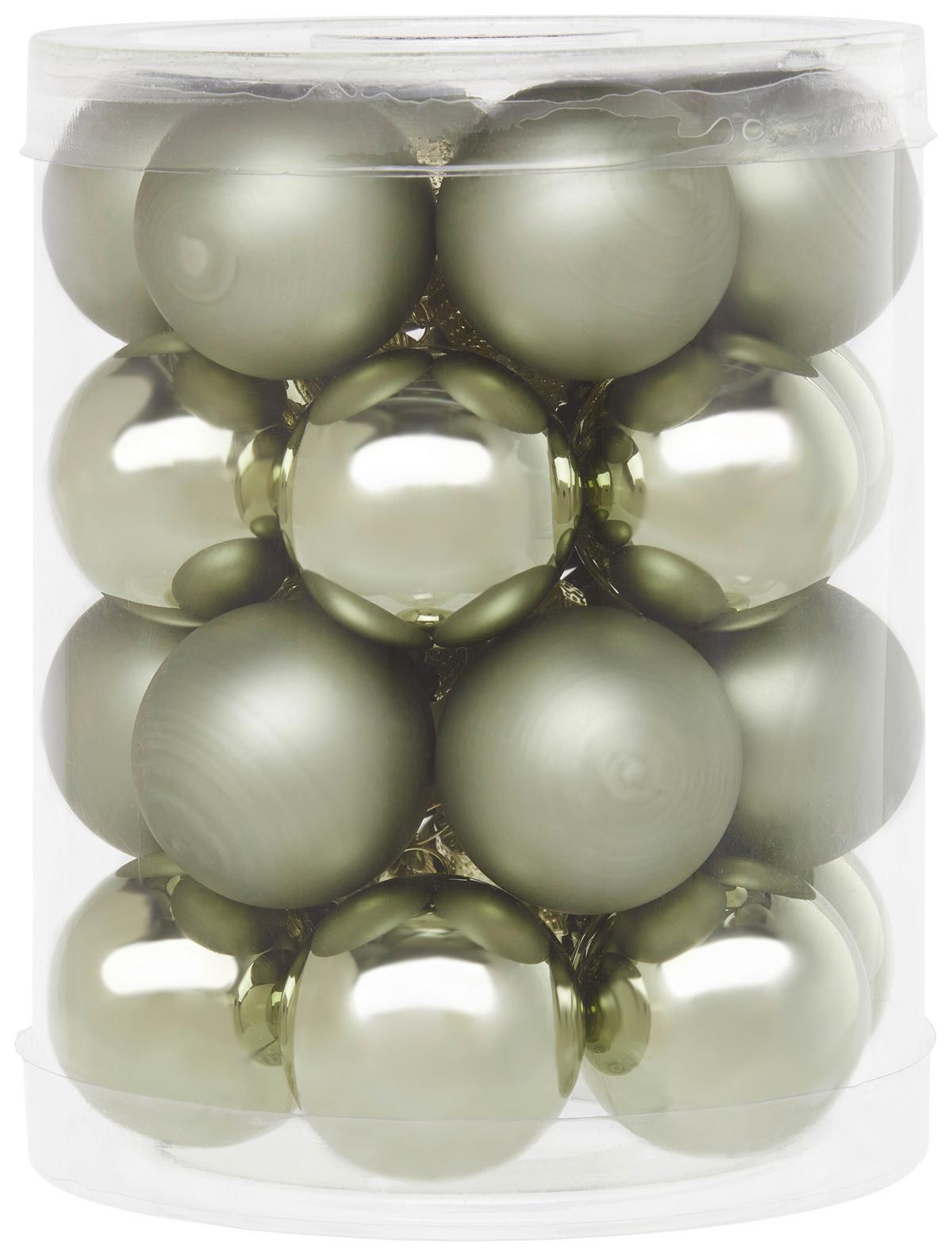 Karácsonyfagömbszett Anna - olívazöld/fekete, Basics, Üveg (3cm) - Modern Living