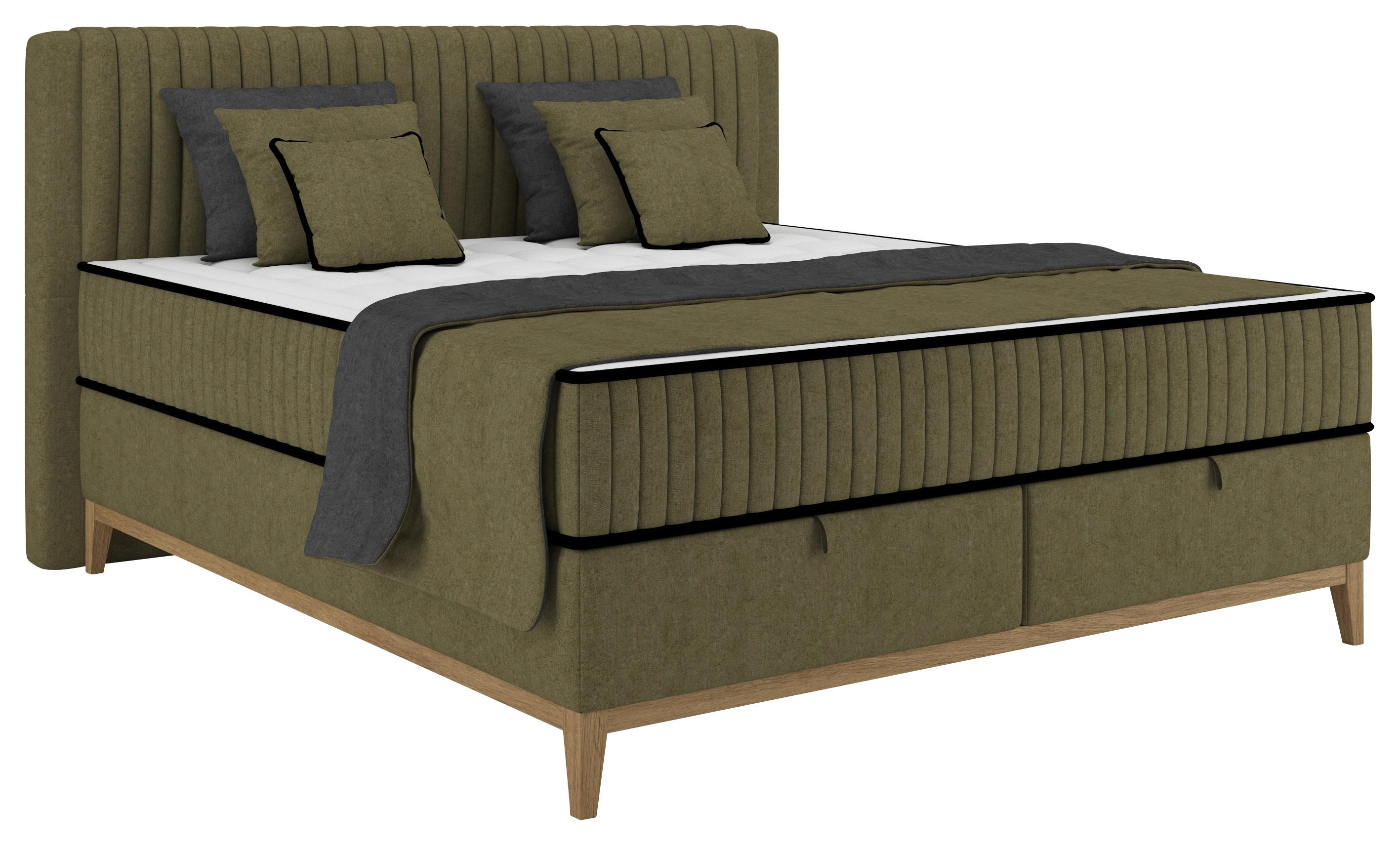 Pat Boxspring Elen - măsliniu, Konventionell, lemn/metal (200/200cm) - Premium Living
