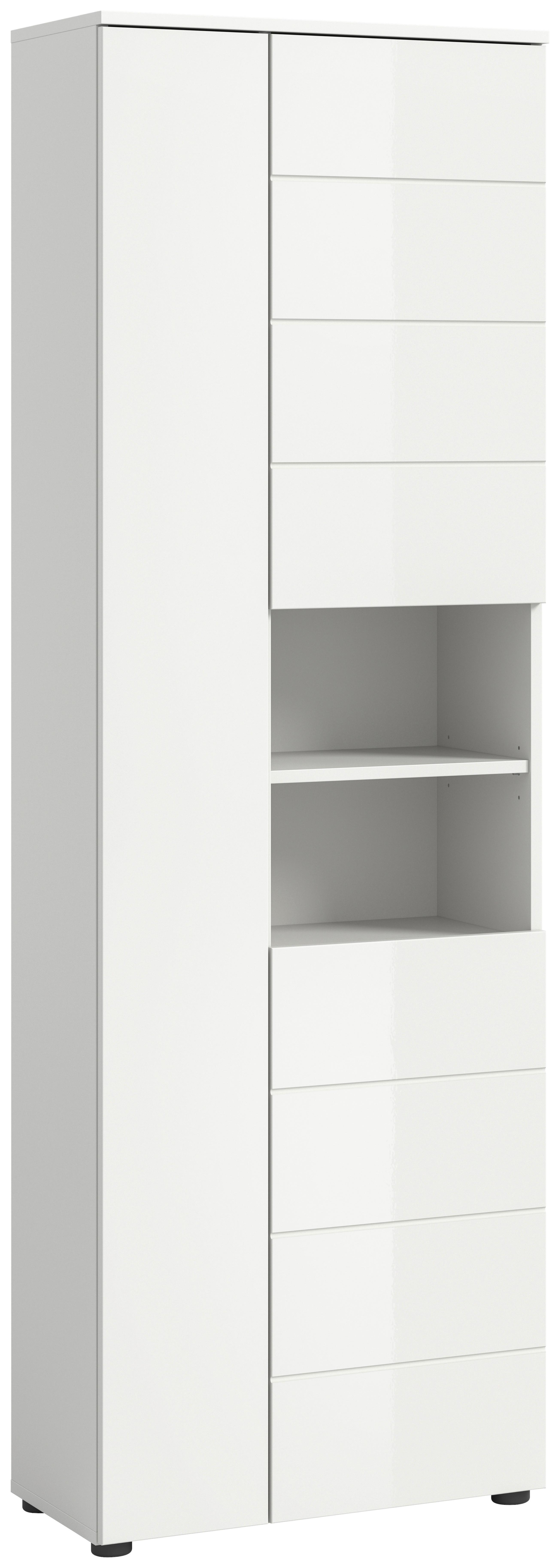 Hochschrank Vira ca. 60x190x34 cm Weiß - Weiß Hochglanz/Schwarz, MODERN, Holzwerkstoff/Kunststoff (60/190/34cm) - MID.YOU