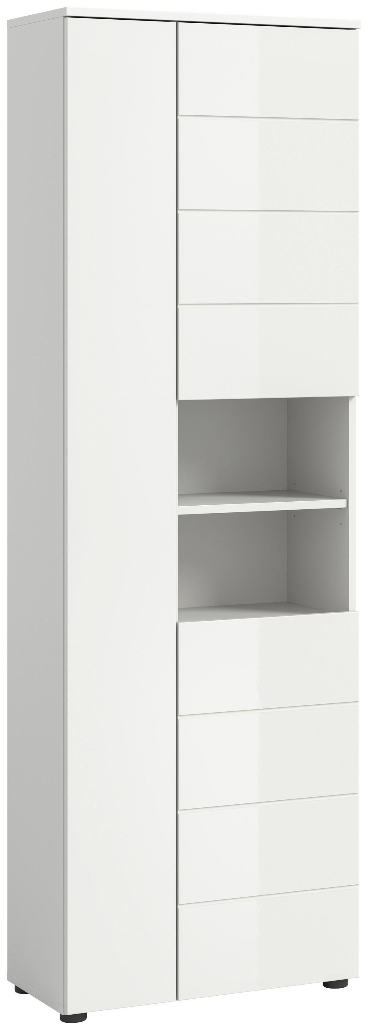 Hochschrank Vira ca. 60x190x34 cm Weiß - Weiß Hochglanz/Schwarz, MODERN, Holzwerkstoff/Kunststoff (60/190/34cm) - MID.YOU
