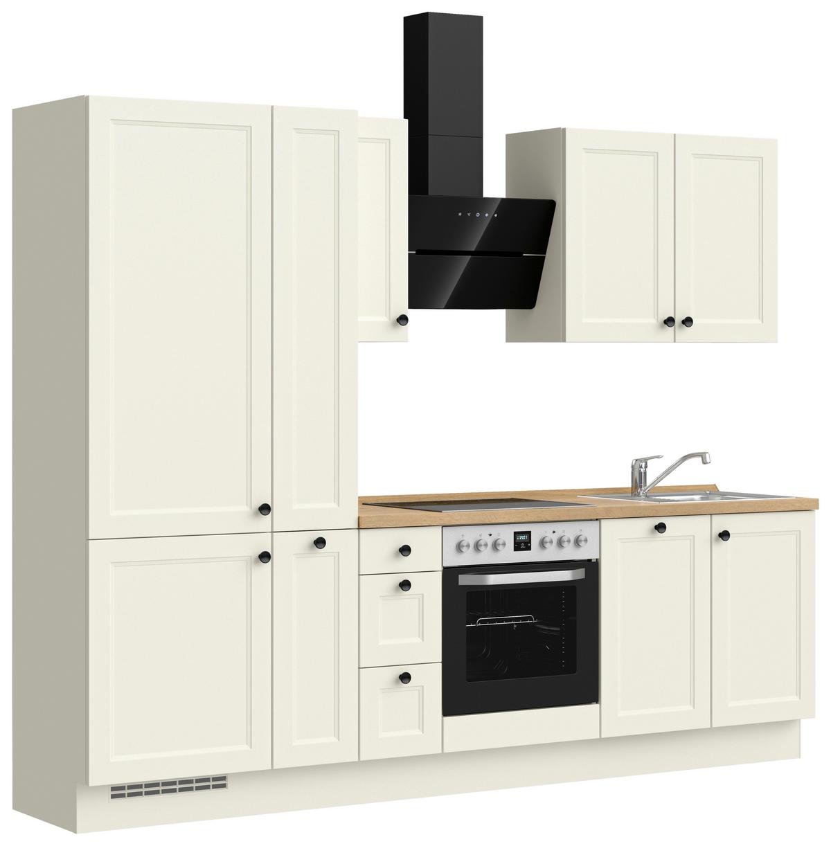 Küchenblock Cascada High m. Geräten Weiß - Eichefarben/Schwarz, MODERN, Holzwerkstoff/Metall (270cm) - Nobilia