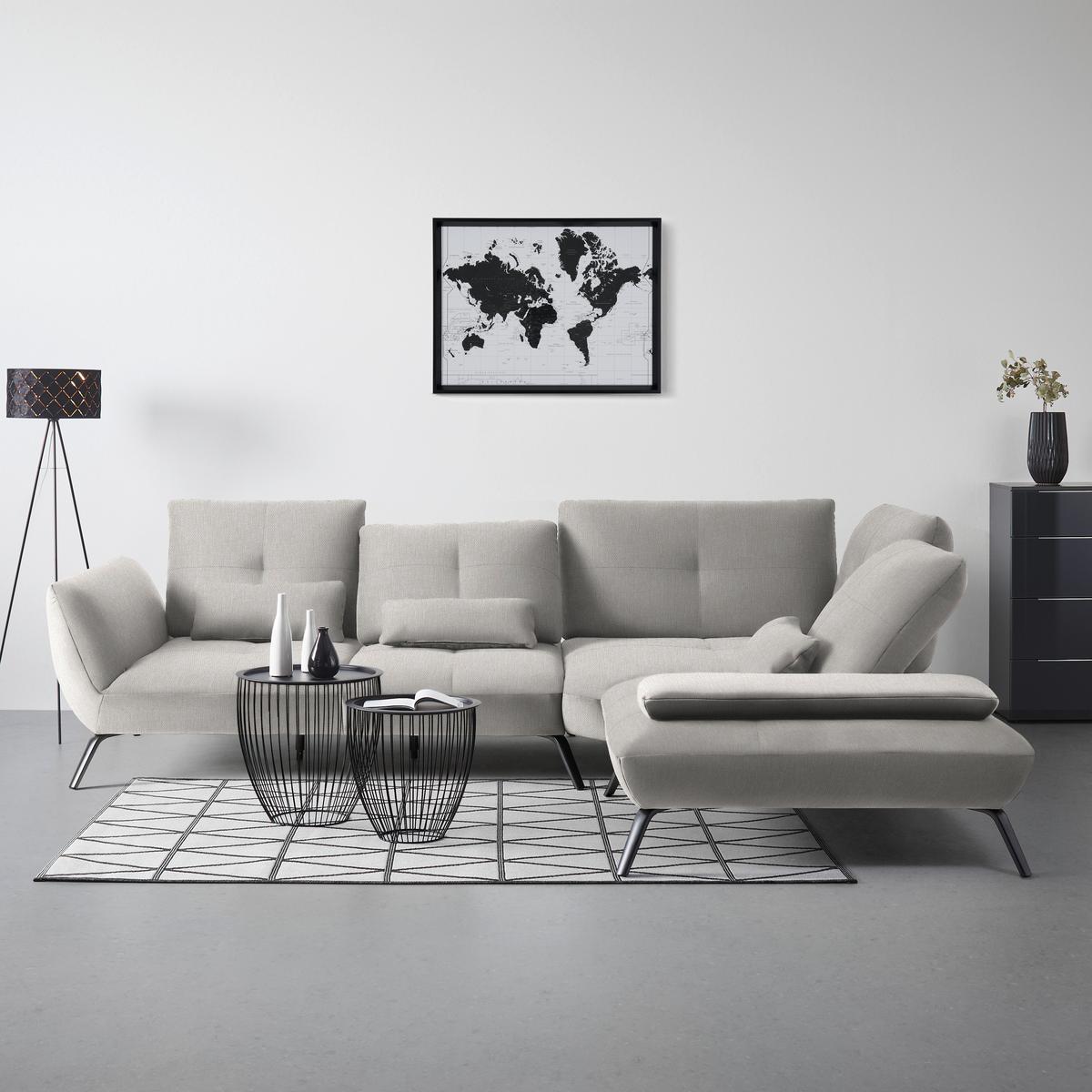 Wohnlandschaft Trendy Beige - Beige/Schwarz, MODERN, Holzwerkstoff/Textil (310/93/250cm) - Premium Living