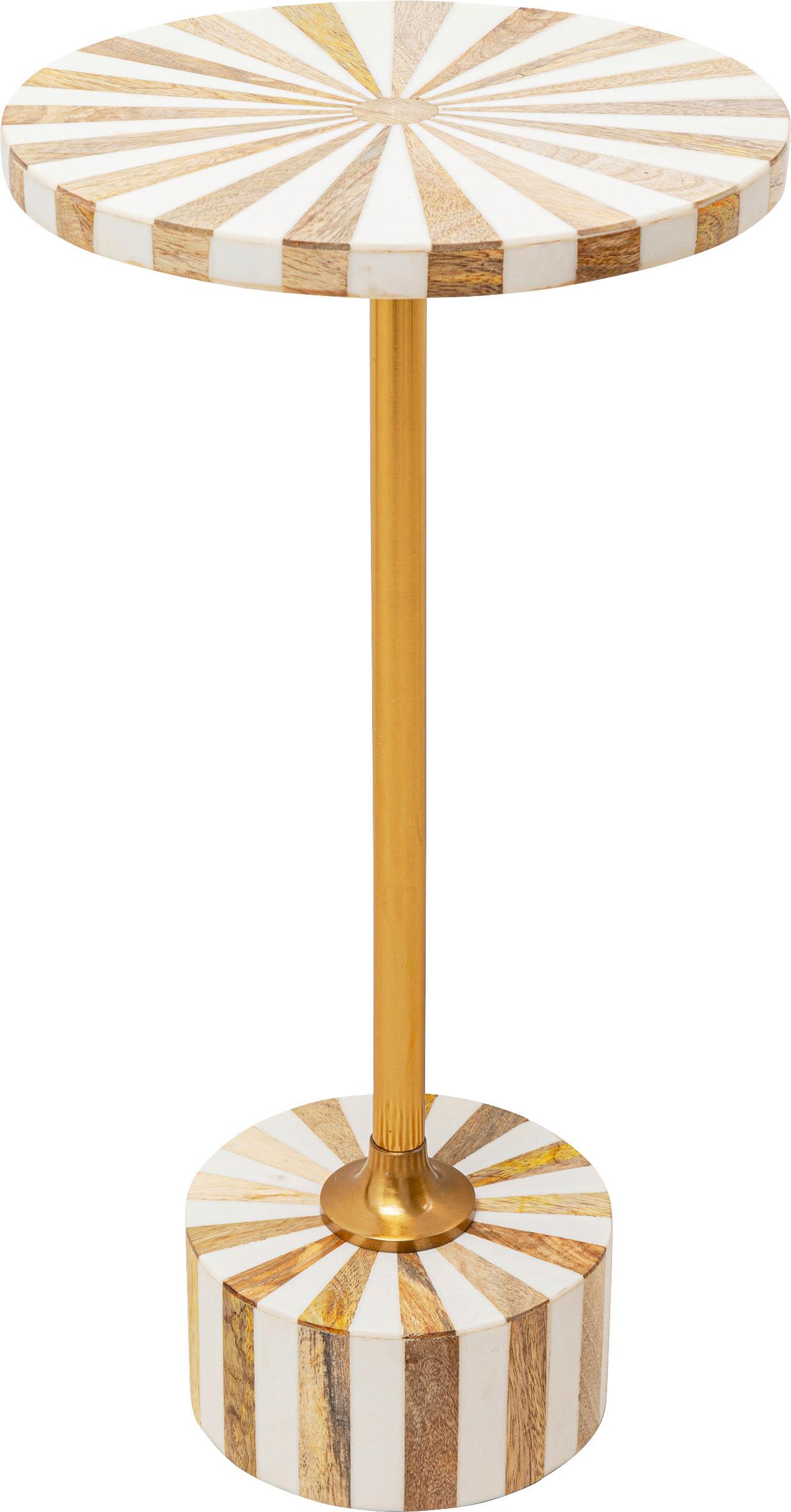 STOLIK BOCZNY DOMERO CIRQUE - biały/kolor złoty, Design, materiał drewnopochodny/tworzywo sztuczne (25/25/50cm) - Kare-Design