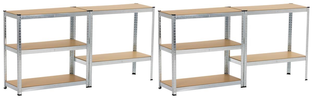 Schwerlastregal Johann Naturfarben/Silber, 2-teilig - Silberfarben/Naturfarben, KONVENTIONELL, Holzwerkstoff/Metall (90/180/40cm) - Mömax