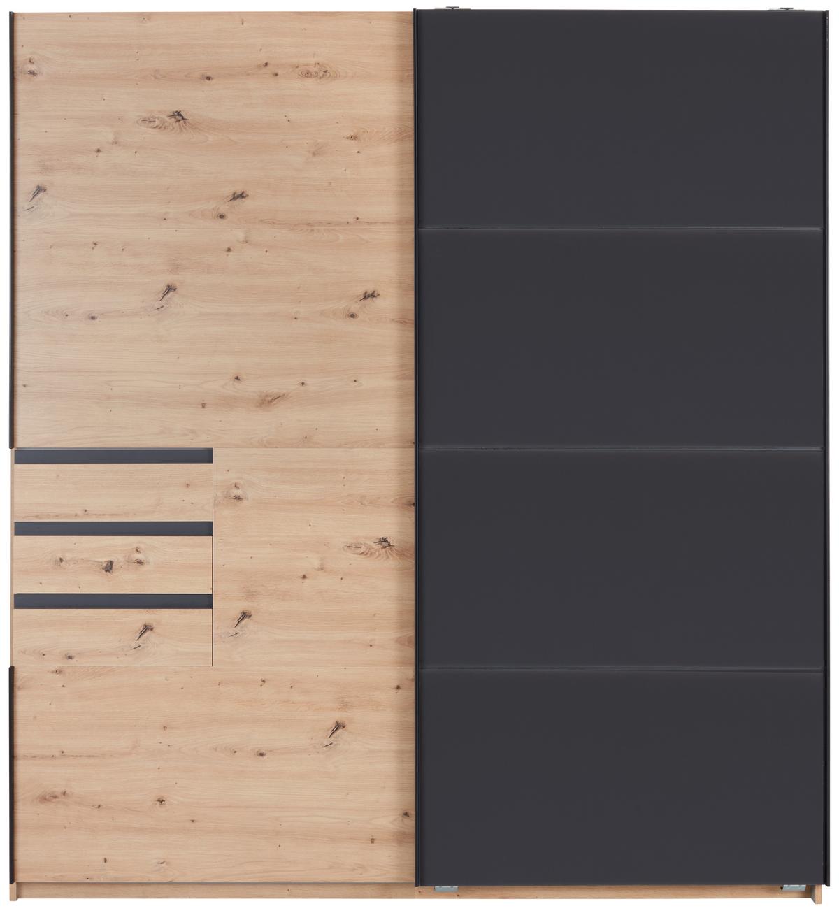 Ormar S Kliznim Vratima Oldenburg - siva/boje hrasta, Konvencionalno, drvni materijal/metal (180/198/64cm) - Modern Living