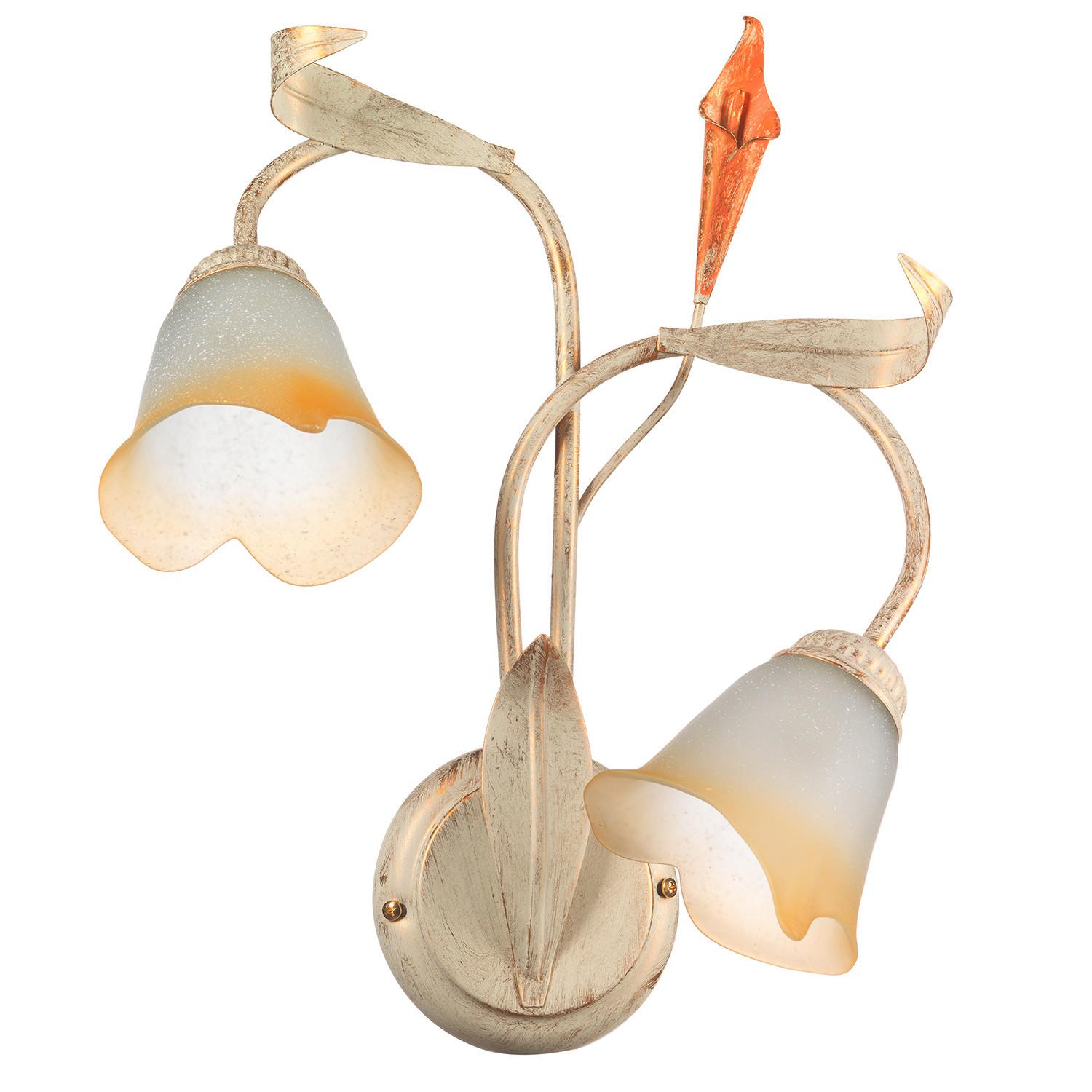 Wandleuchte Lucrezia Avorio Weiß/Hellbraun max. 6 Watt - Hellbraun/Weiß, KONVENTIONELL, Glas/Metall (40/20/58cm)