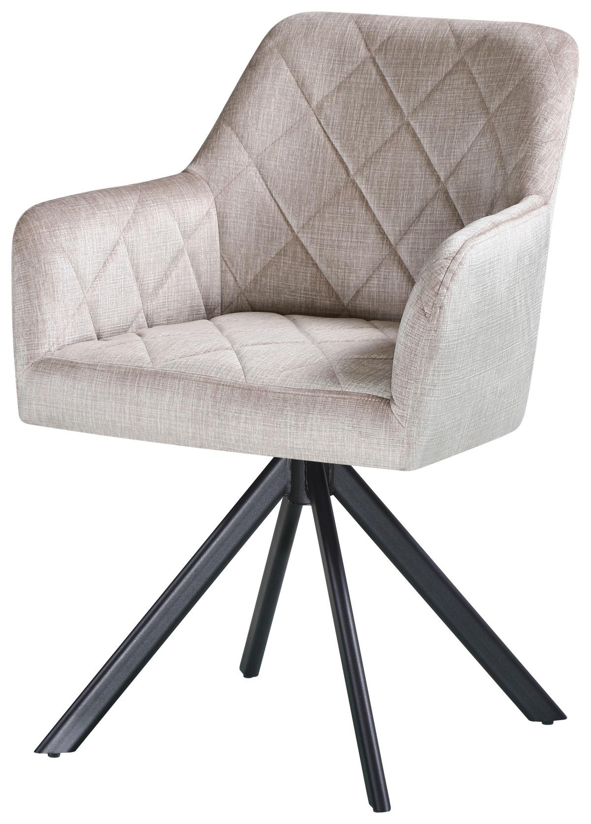 KRZESŁO Z PODŁOKIETNIKAMI POLO  -EXKLUSIV- - beżowy/czarny, Design, metal/tkanina (60/87/58cm) - Carryhome