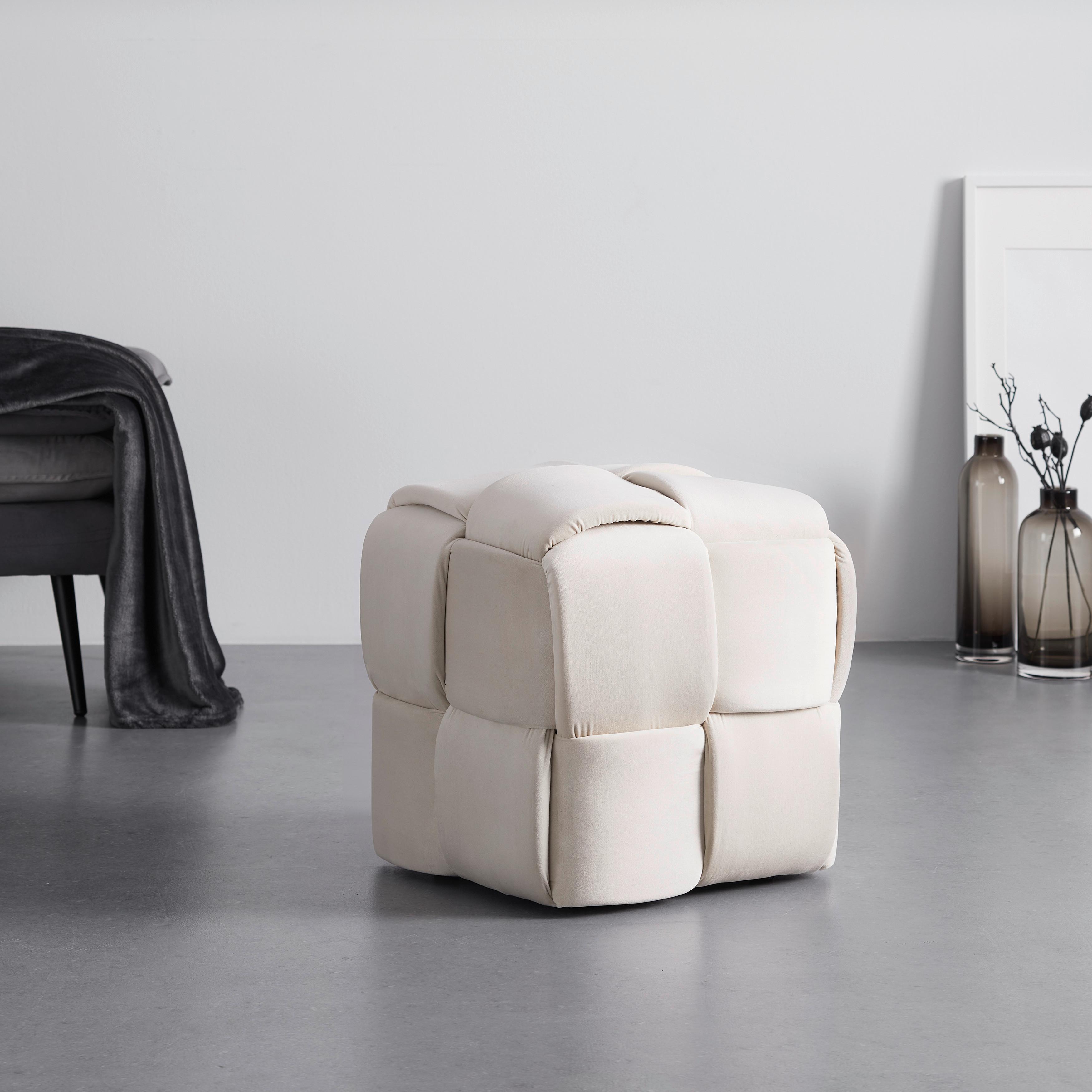 Ülőke Ella - Bézs, modern, Fa/Textil (47/47/47cm) - Bessagi Home
