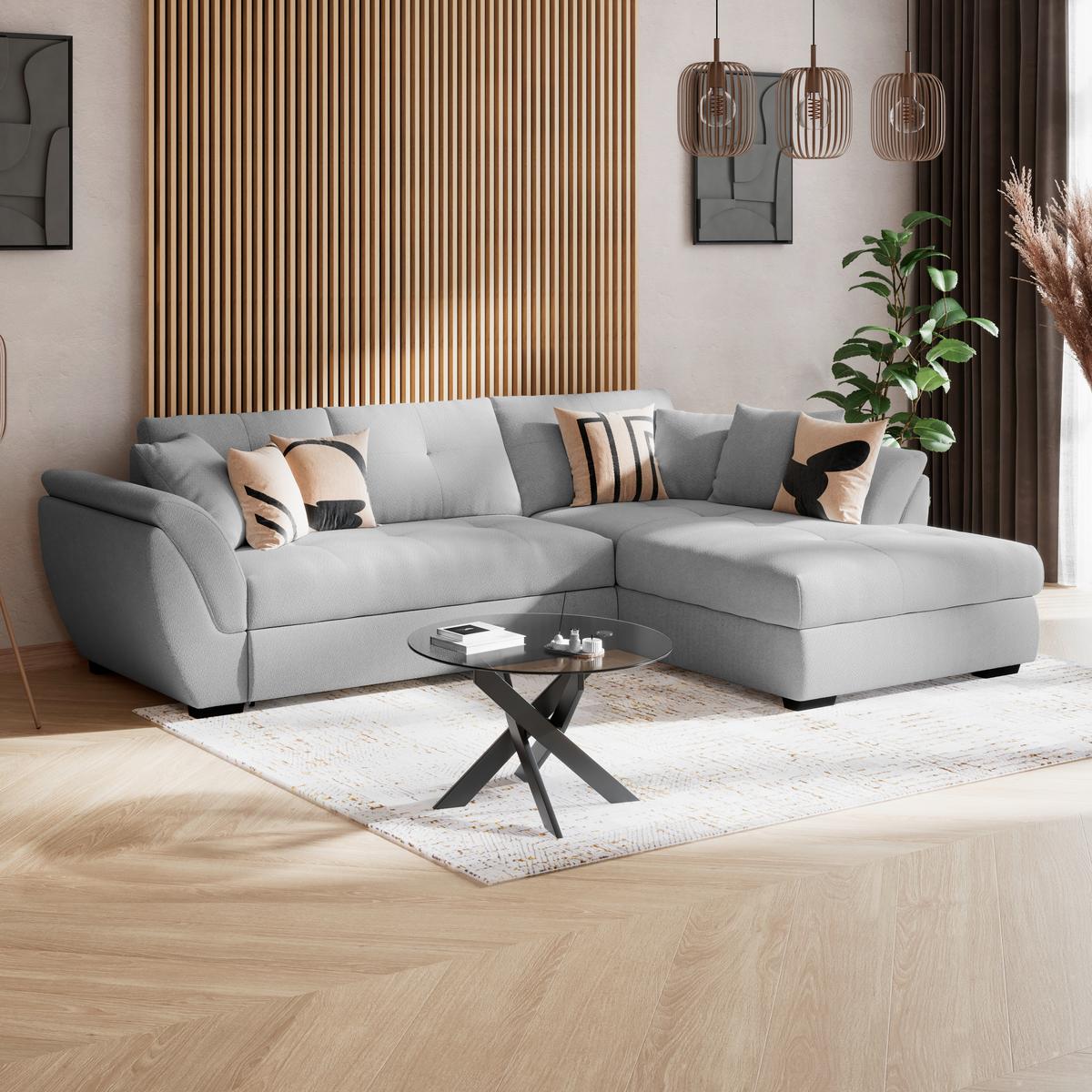 Kutna Garnitura Berisso - svijetlo siva/crna, Konvencionalno, tekstil (278/187cm) - Ondega