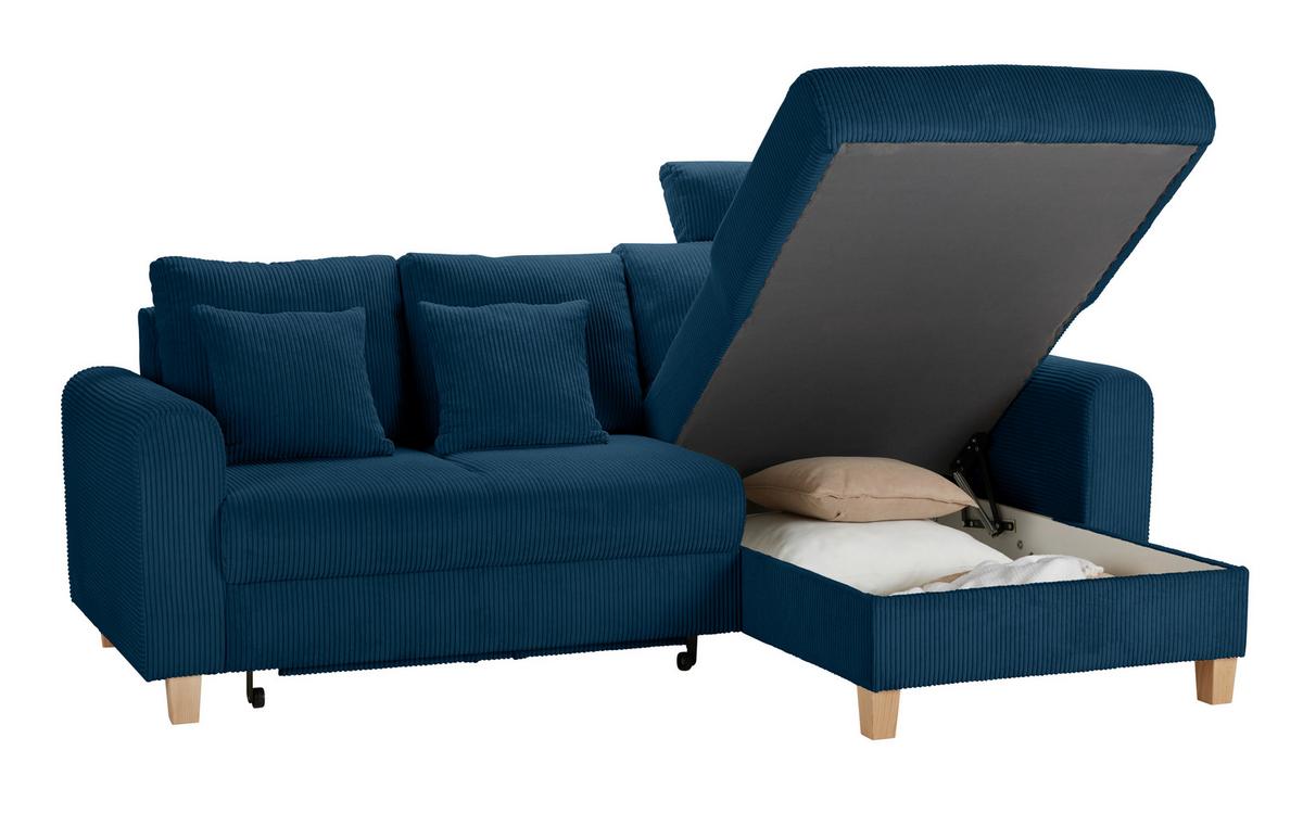 Kutna Garnitura Lille - svijetlo smeđa/plava, Moderno, tekstil/drvo (232/110/156cm) - Best Price
