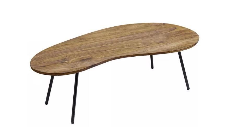 Couchtisch "WL5.617" , ca. 122x63 cm, aus Sheesham - Sheeshamfarben/Schwarz, Design, Holz/Metall (122/36/63cm) - MID.YOU