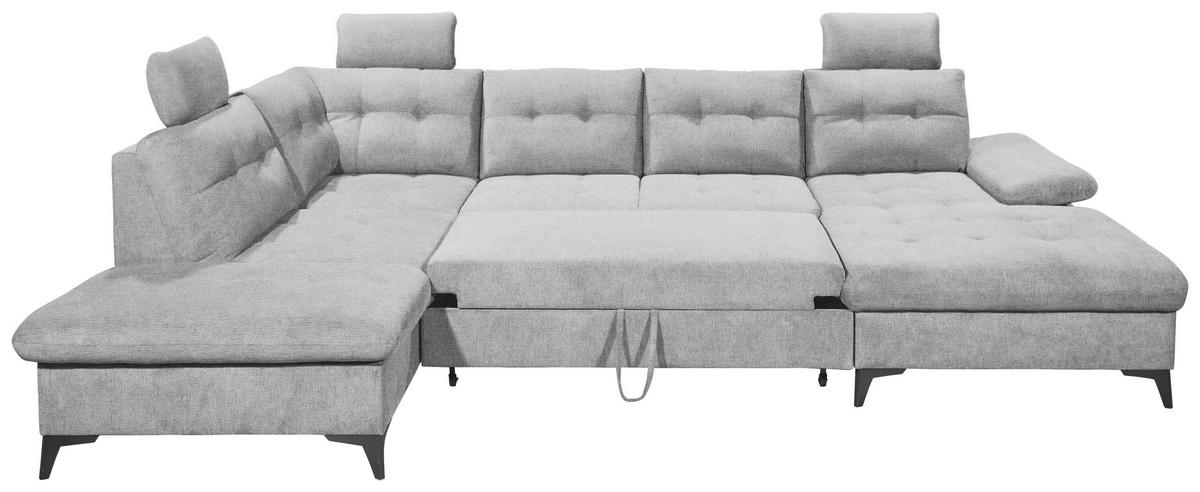 Wohnlandschaft Durban U ca. 218x324x170 cm Hellgrau - Hellgrau/Schwarz, KONVENTIONELL, Kunststoff/Textil (218/324/170cm) - MID.YOU