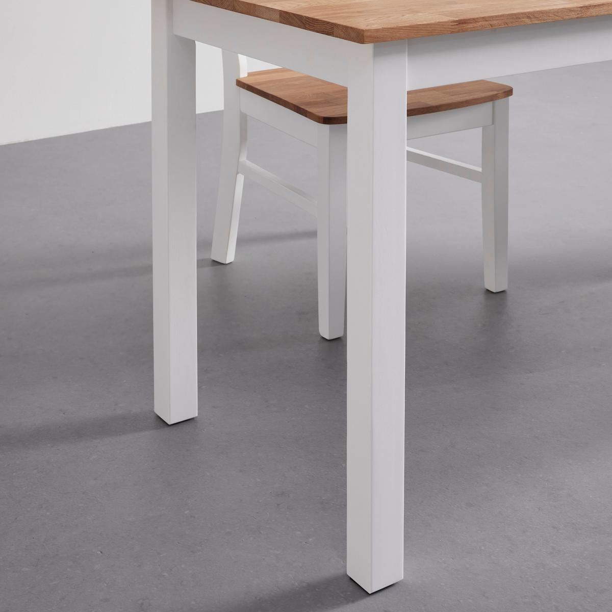 Esstisch Antalia in Holz Eiche massiv ca. 120x60 cm - Naturfarben/Weiß, MODERN, Holz (120/60/75cm) - Bessagi Home