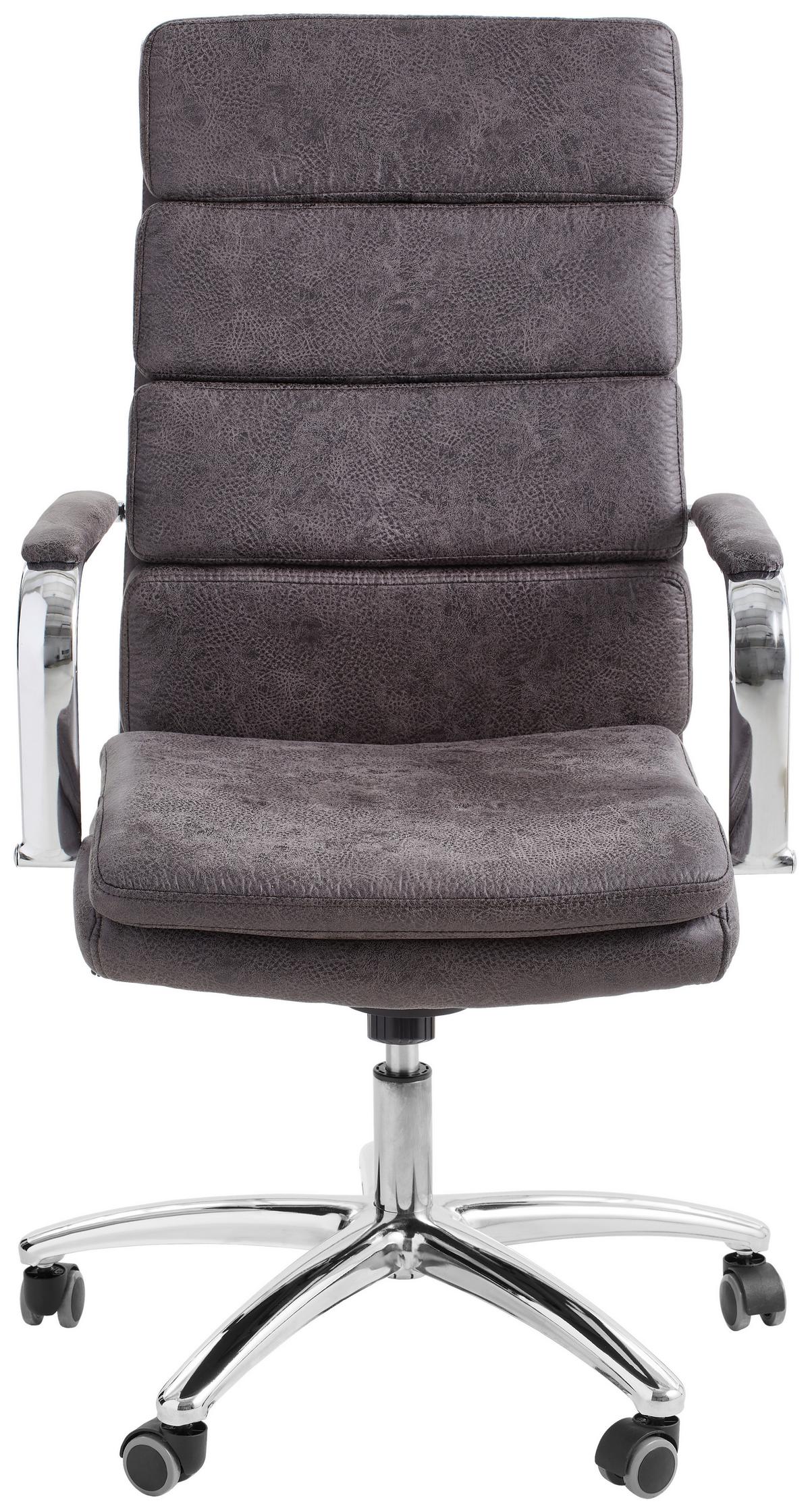 FOTEL SZEFA TOMMASO - antracytowy/kolor chromowy, Konventionell, metal/tkanina (67/107-115/67cm) - Cantus