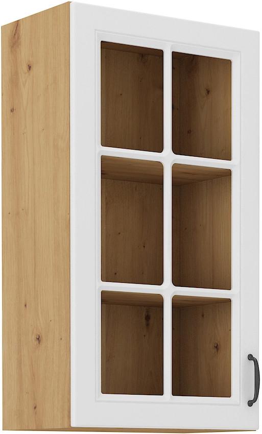 Corp superior de bucatarie STILO - alb/stejar Artisan, Modern, sticlă/material pe bază de lemn (40/90/31cm)