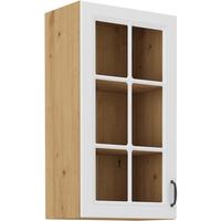 Corp superior de bucatarie STILO - alb/stejar Artisan, Modern, sticlă/material pe bază de lemn (40/90/31cm)