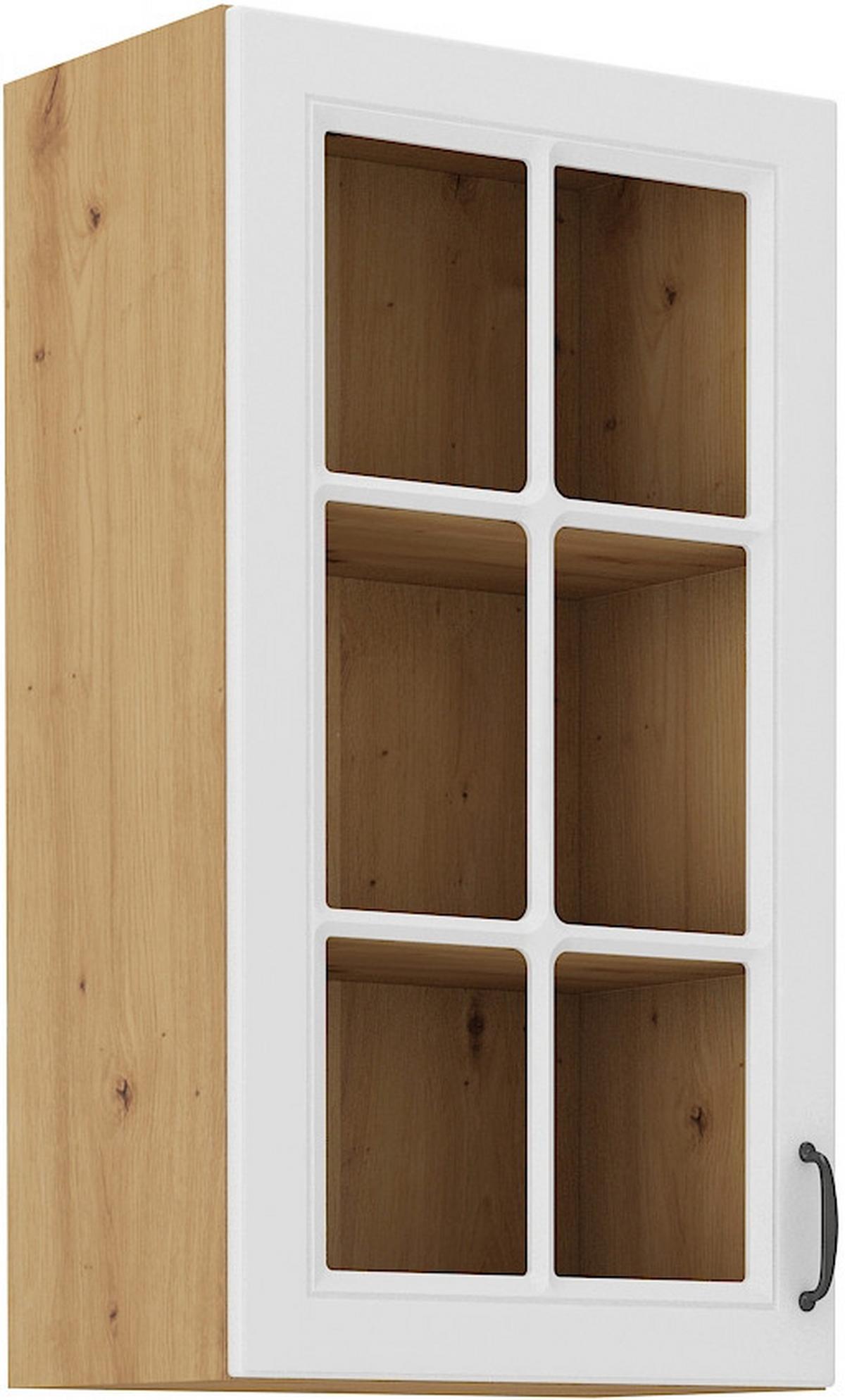 Corp superior de bucatarie STILO - alb/stejar Artisan, Modern, sticlă/material pe bază de lemn (40/90/31cm)