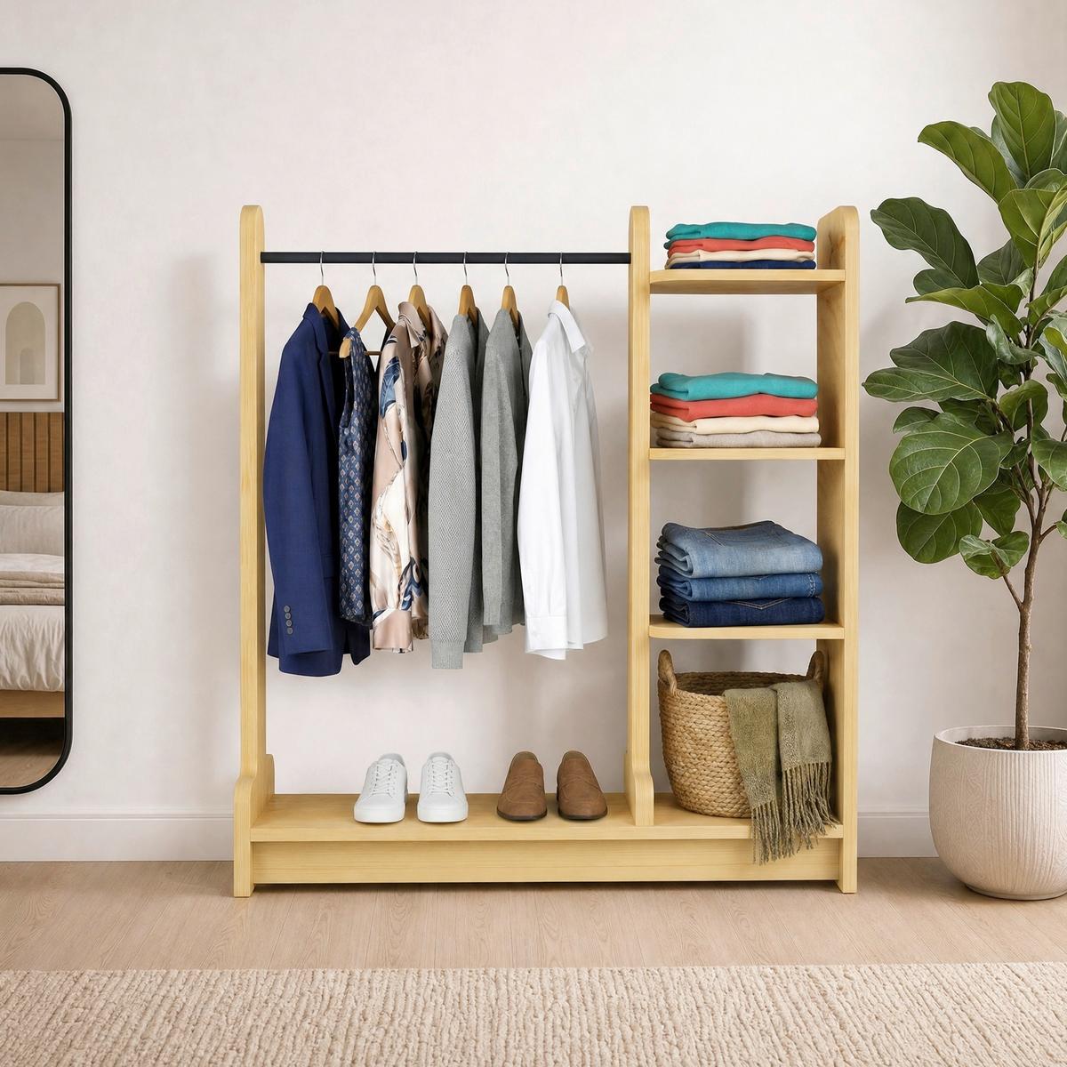 Garderobe Lempu L Honigeiche - Honigeiche, MODERN, Holzwerkstoff/Metall (106/110/35cm) - Livetastic