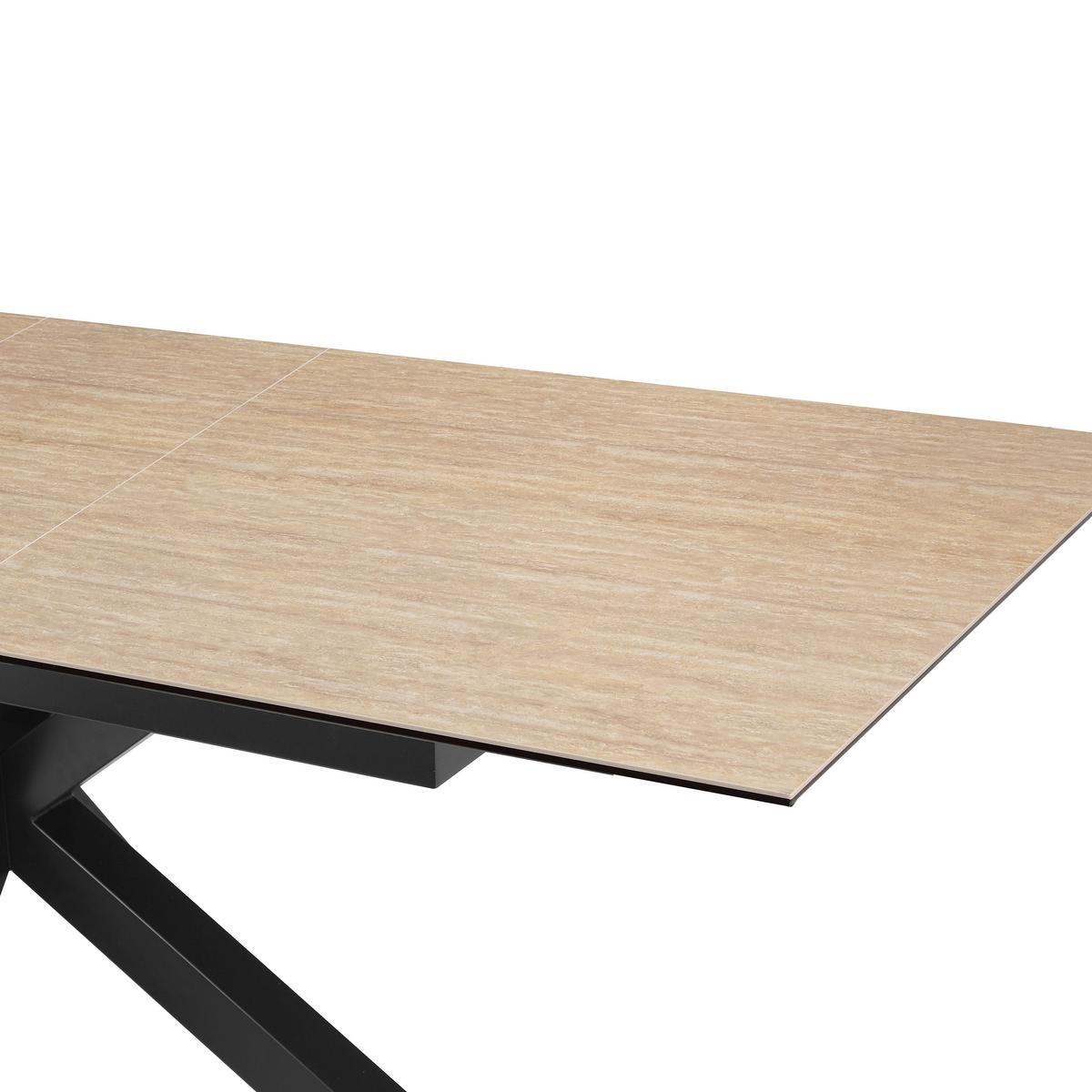 Raztegljiva Miza Lotus, Bež, 168-210x90 - črna/bež, Moderno, kovina/steklo (168-210/90/76cm) - MID.YOU