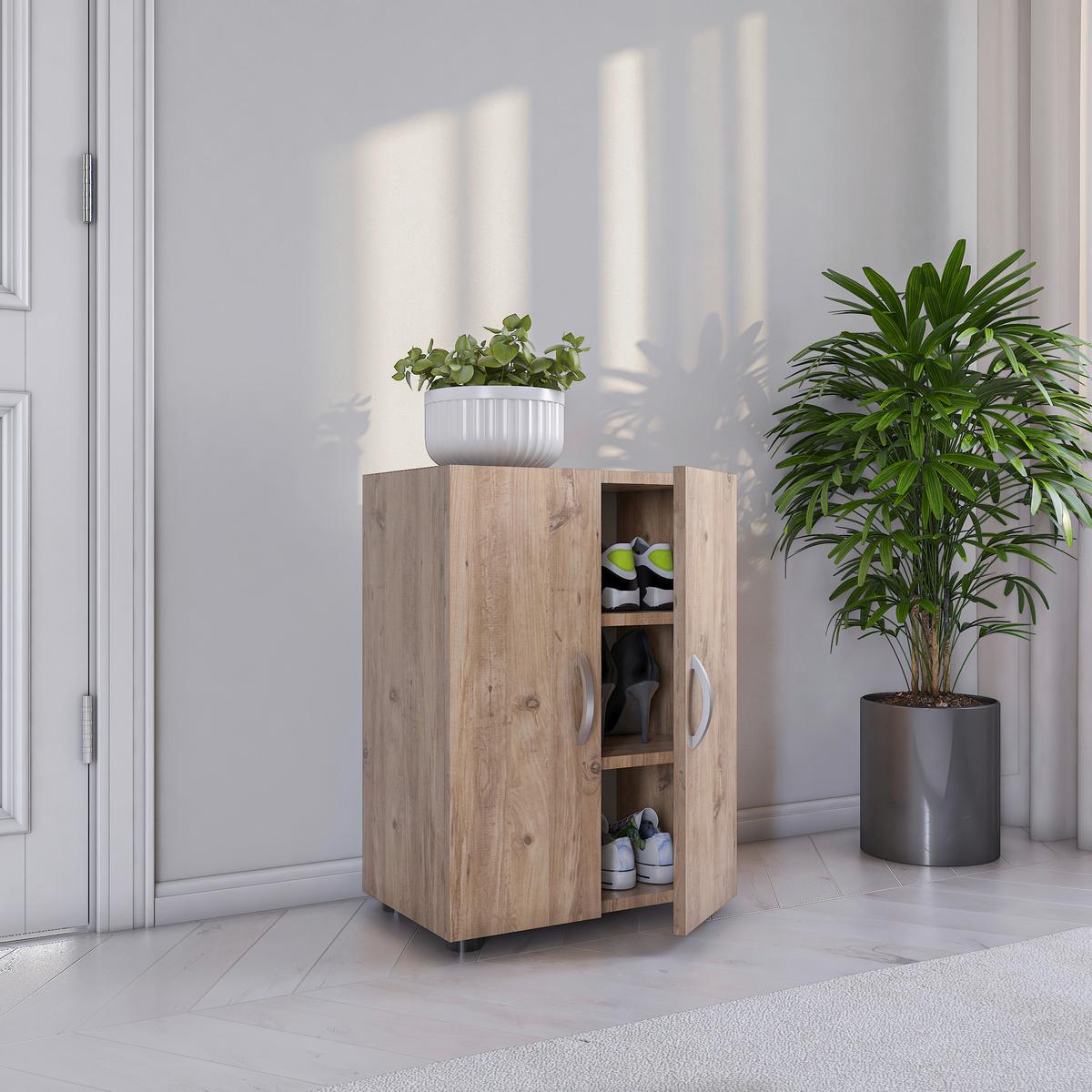 Omara Za Čevlje Ulas, Hrast - siva/barve aluminija, Moderno, kovina/umetna masa (49/74/30cm) - MID.YOU