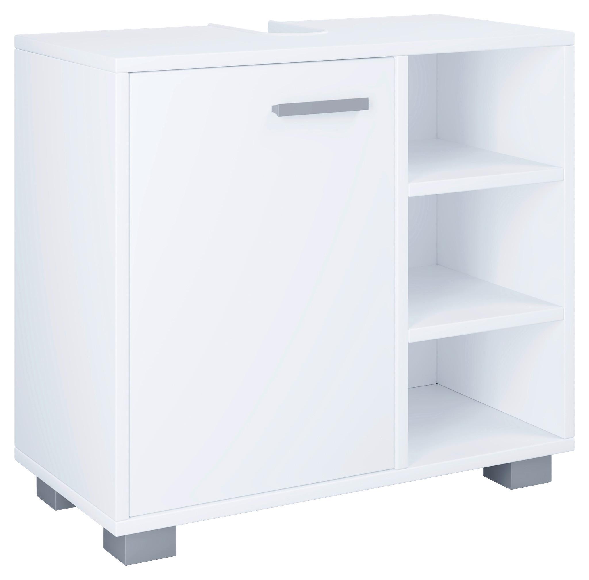 Waschbeckenunterschrank Zalo L ca. 60x55x30 cm Weiß - Weiß/Grau, MODERN, Holzwerkstoff/Kunststoff (60/54,8/30cm) - MID.YOU